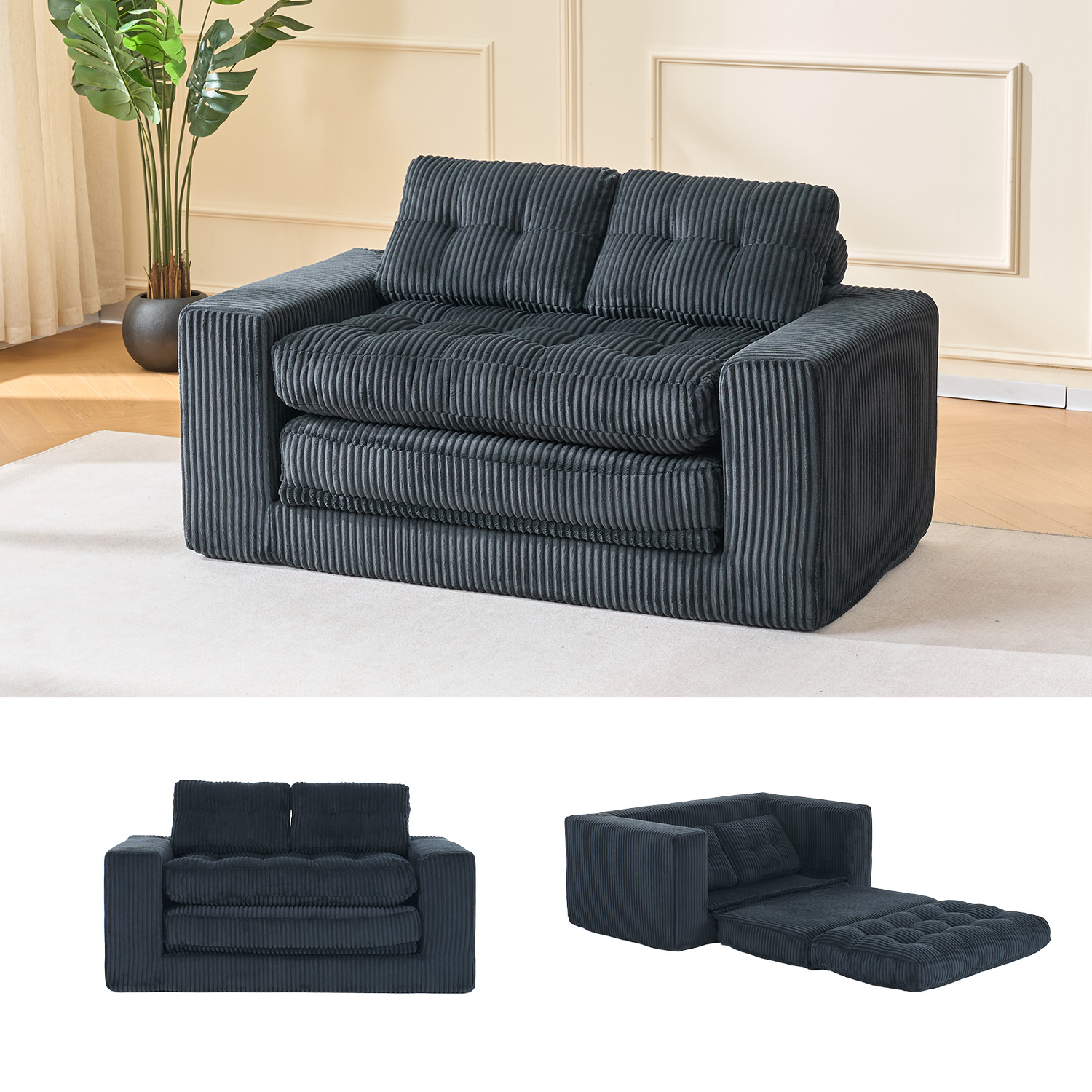 Zweisitzer-Schlafsofa mit Memory-Schaum – kein Auf