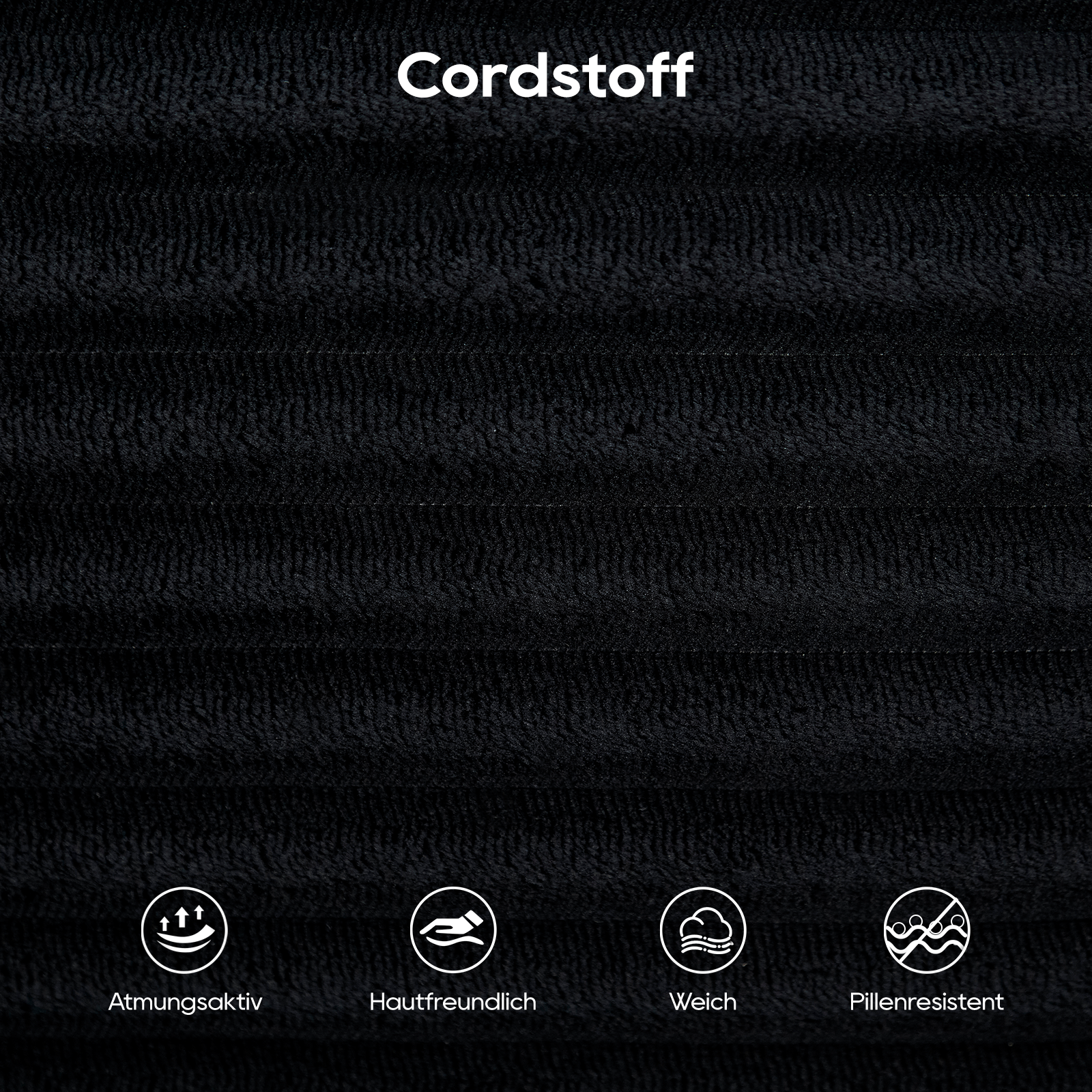 Canapé 2 places, convertible, en tissu, Noir - dimensions et spécifications