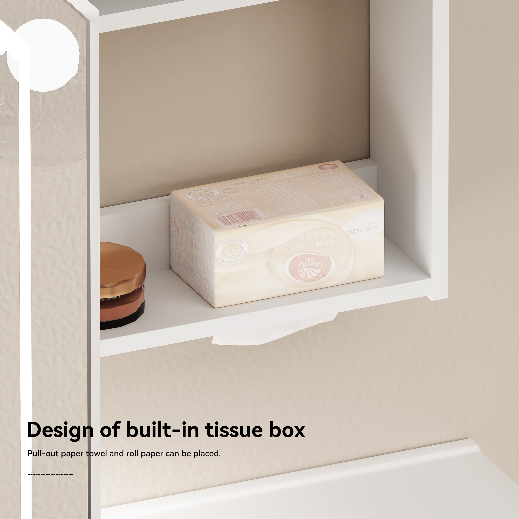 Armoire de toilette avec miroir, rangement intégré, éclairage led, 60 x 14 x 60 cm, verre et MDF, blanc - vue 8
