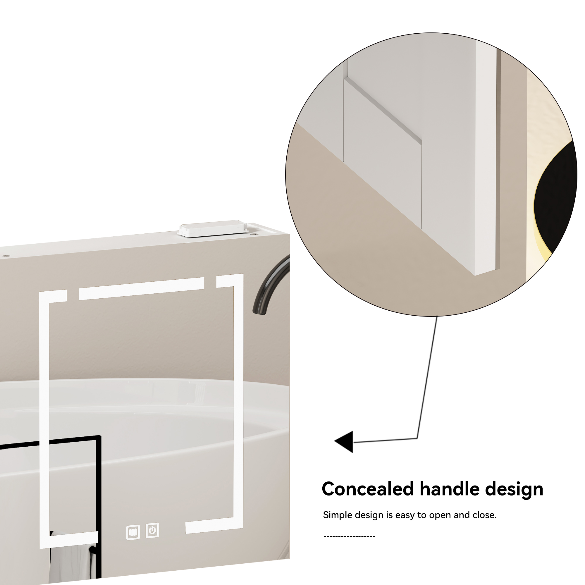 Armoire de toilette avec miroir, rangement intégré, éclairage led, 60 x 14 x 60 cm, verre et MDF, blanc - vue 7