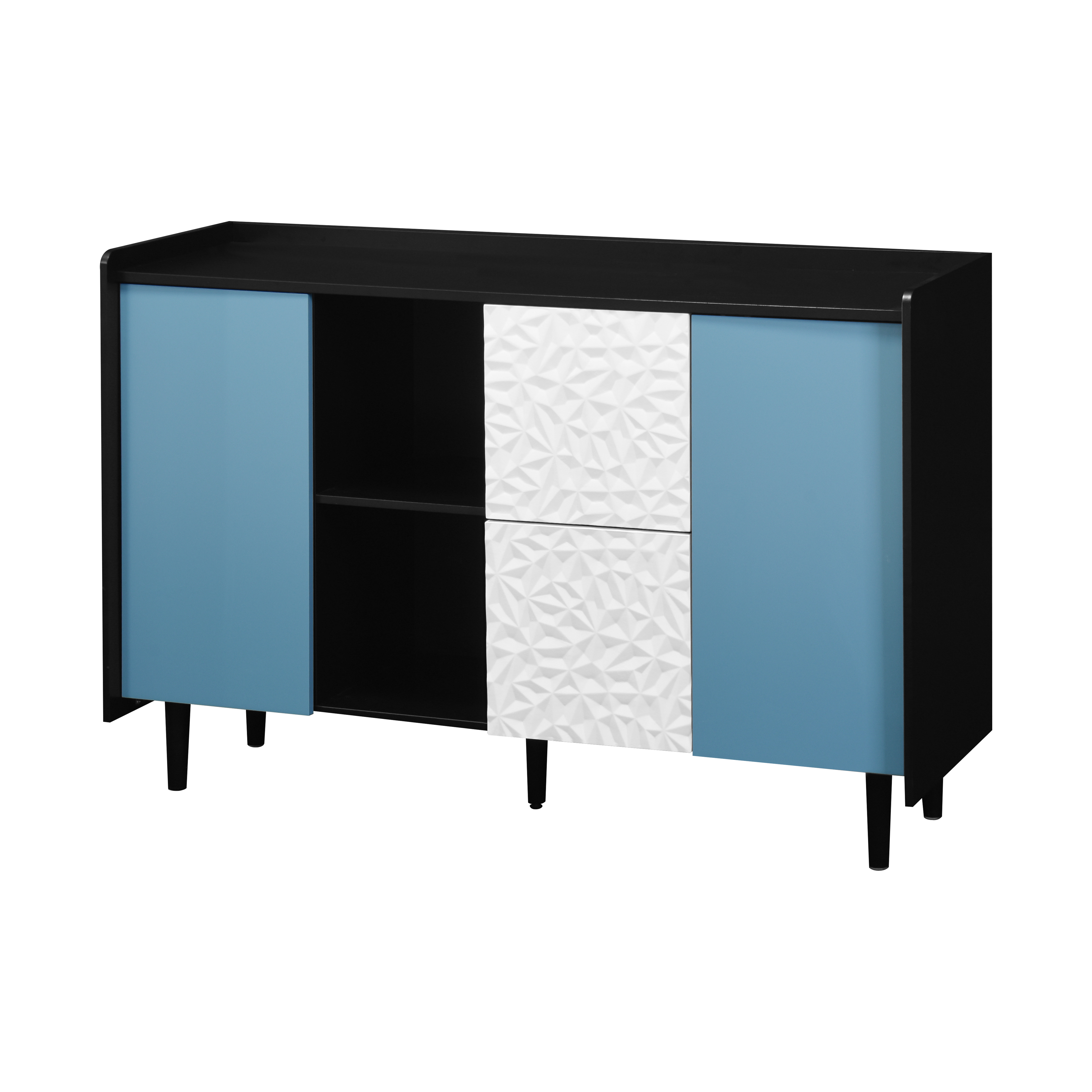 Buffet de cuisine noir, étagères ouvertes, 2 tiroirs, placard fermé, multifonction, pour salle à manger, bureau et salon, beaucoup de rangement, accès facile, rangement caché, design moderne et pratique - image 16