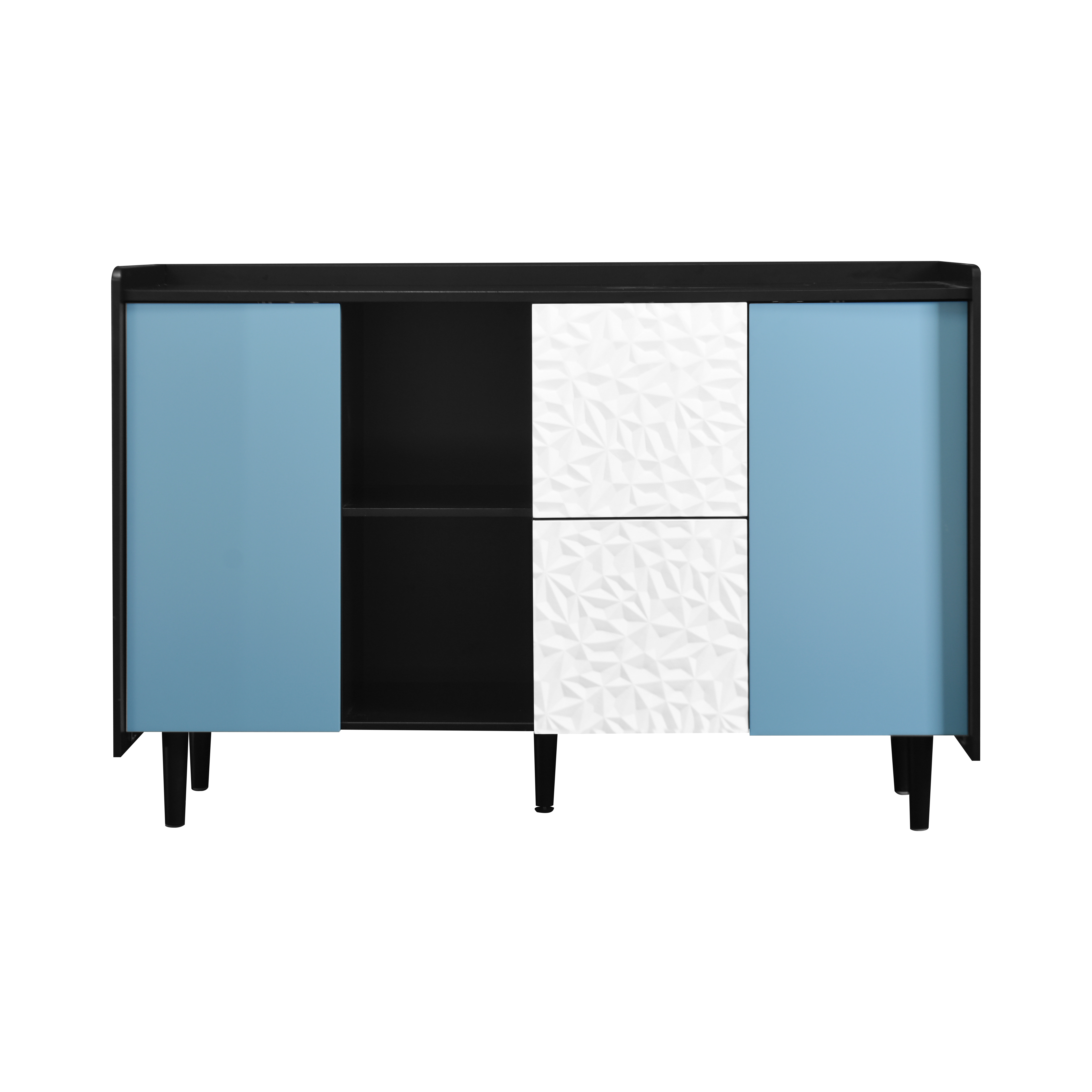 Buffet de cuisine noir, étagères ouvertes, 2 tiroirs, placard fermé, multifonction, pour salle à manger, bureau et salon, beaucoup de rangement, accès facile, rangement caché, design moderne et pratique - image 17
