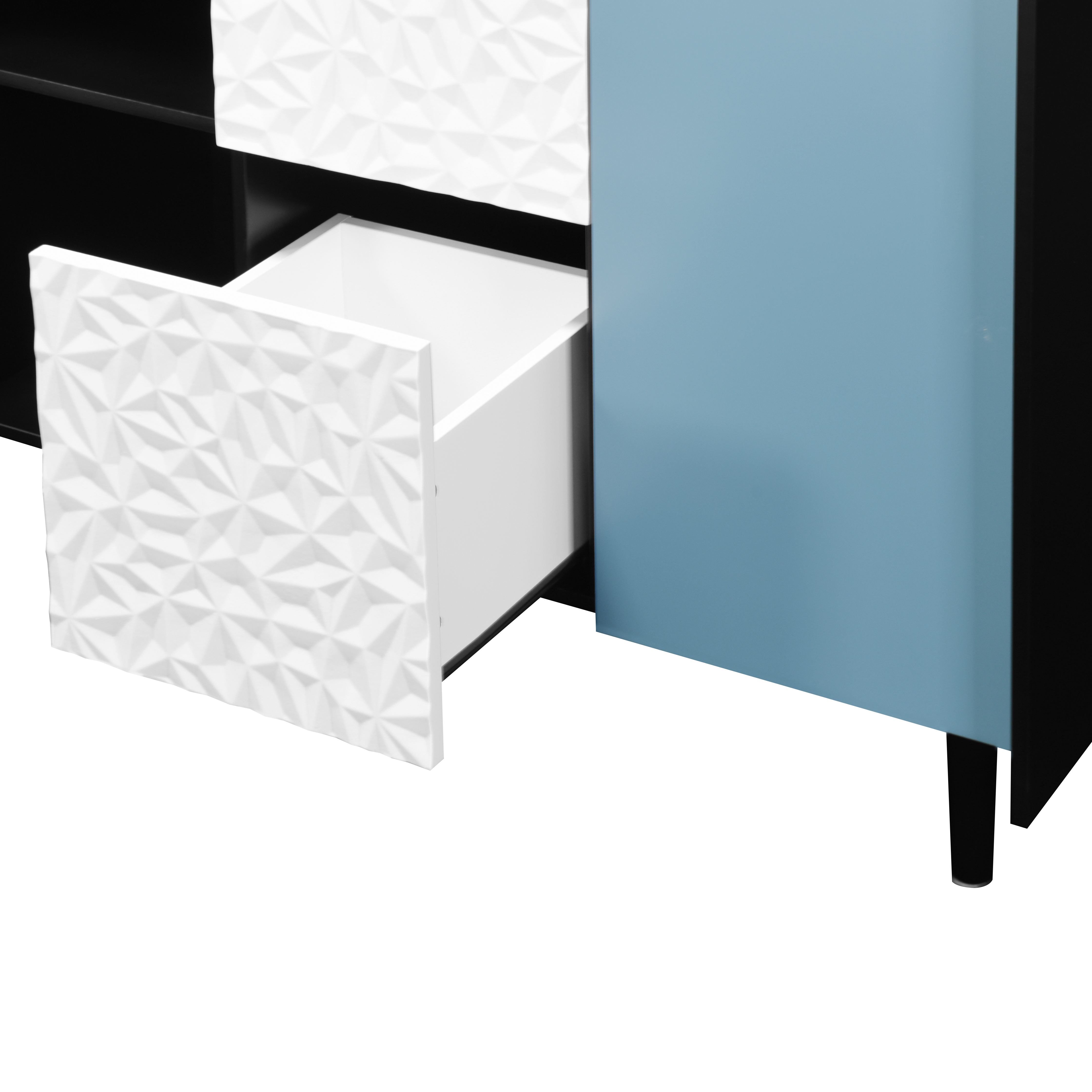 Buffet de cuisine noir, étagères ouvertes, 2 tiroirs, placard fermé, multifonction, pour salle à manger, bureau et salon, beaucoup de rangement, accès facile, rangement caché, design moderne et pratique - image 15