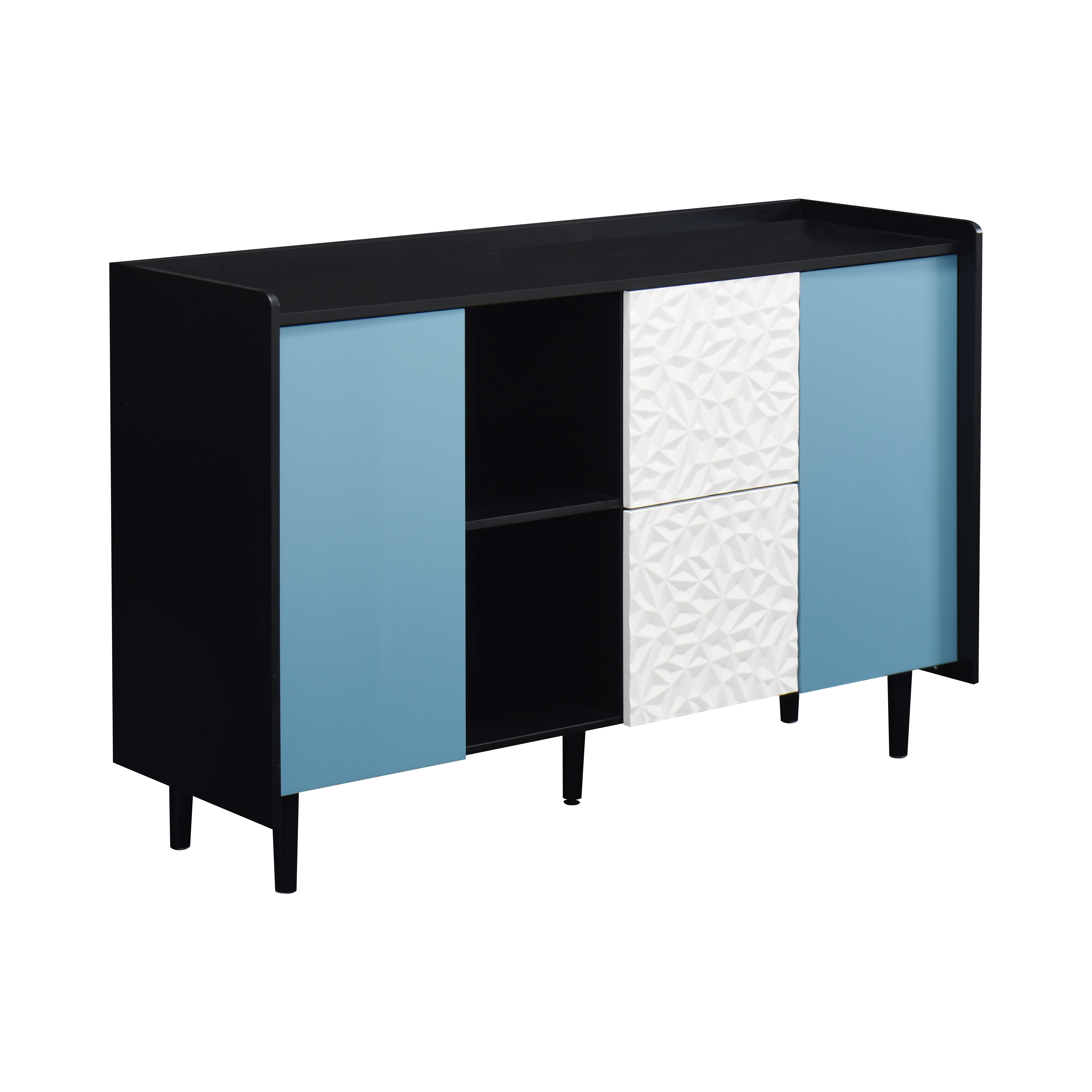 Buffet de cuisine noir, étagères ouvertes, 2 tiroirs, placard fermé, multifonction, pour salle à manger, bureau et salon, beaucoup de rangement, accès facile, rangement caché, design moderne et pratique - image 18