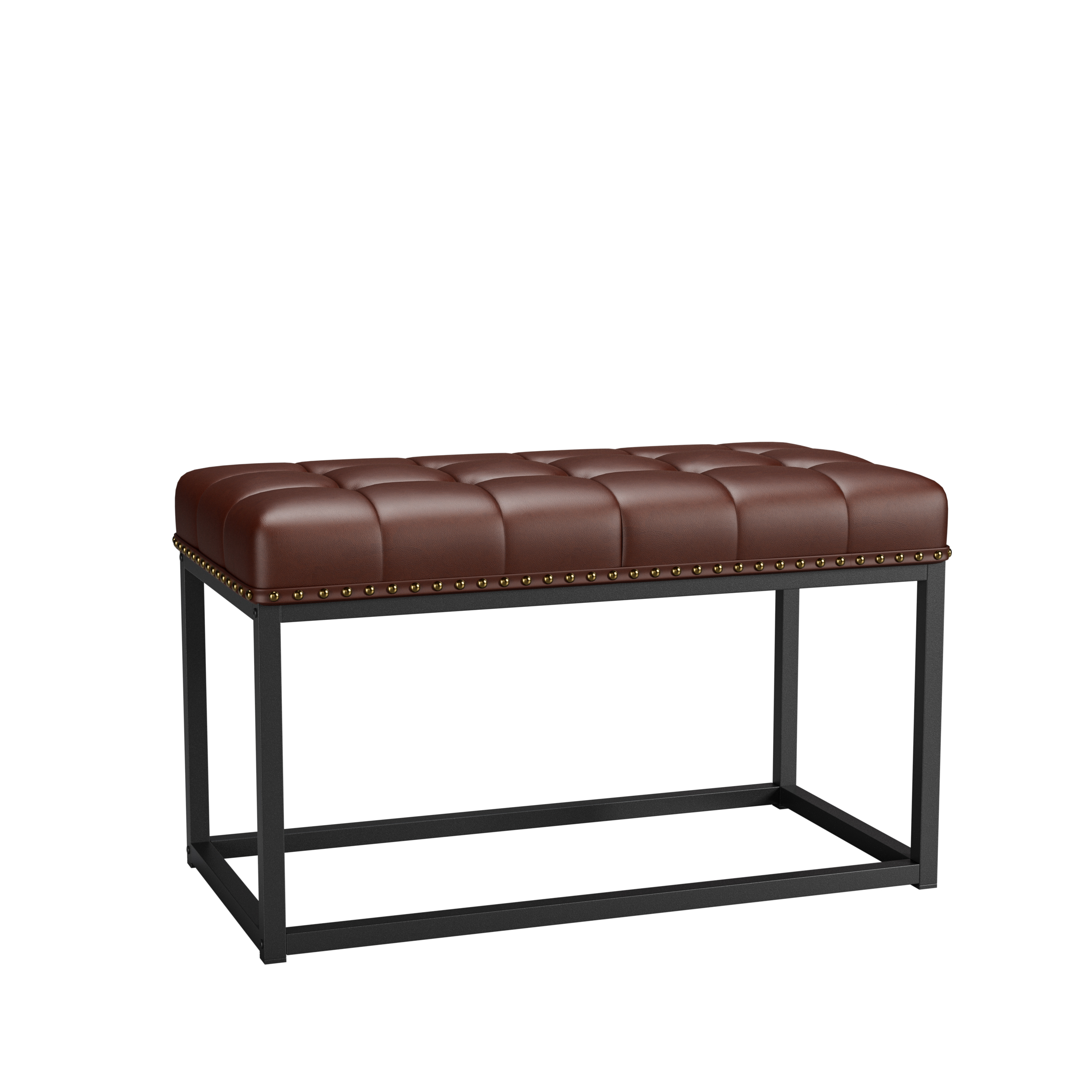Banc vintage en simili cuir PVC 36 pouces, boutons capitonnés, rivets élégants, résistant aux fissures et décoloration, pour salle à manger, entrée et chambre, multifonctionnel, design classique sophistiqué - image 6
