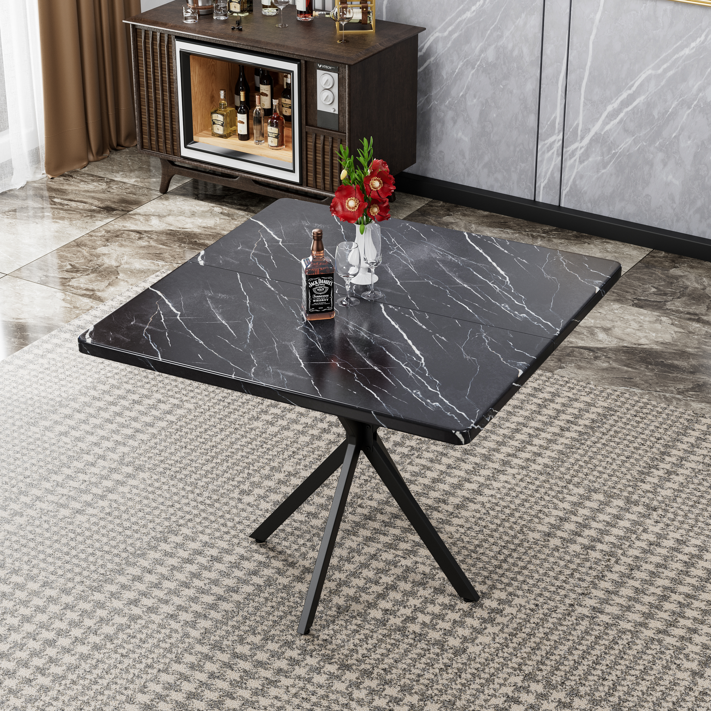Square Dining Table, Mid Century Modern Square Din