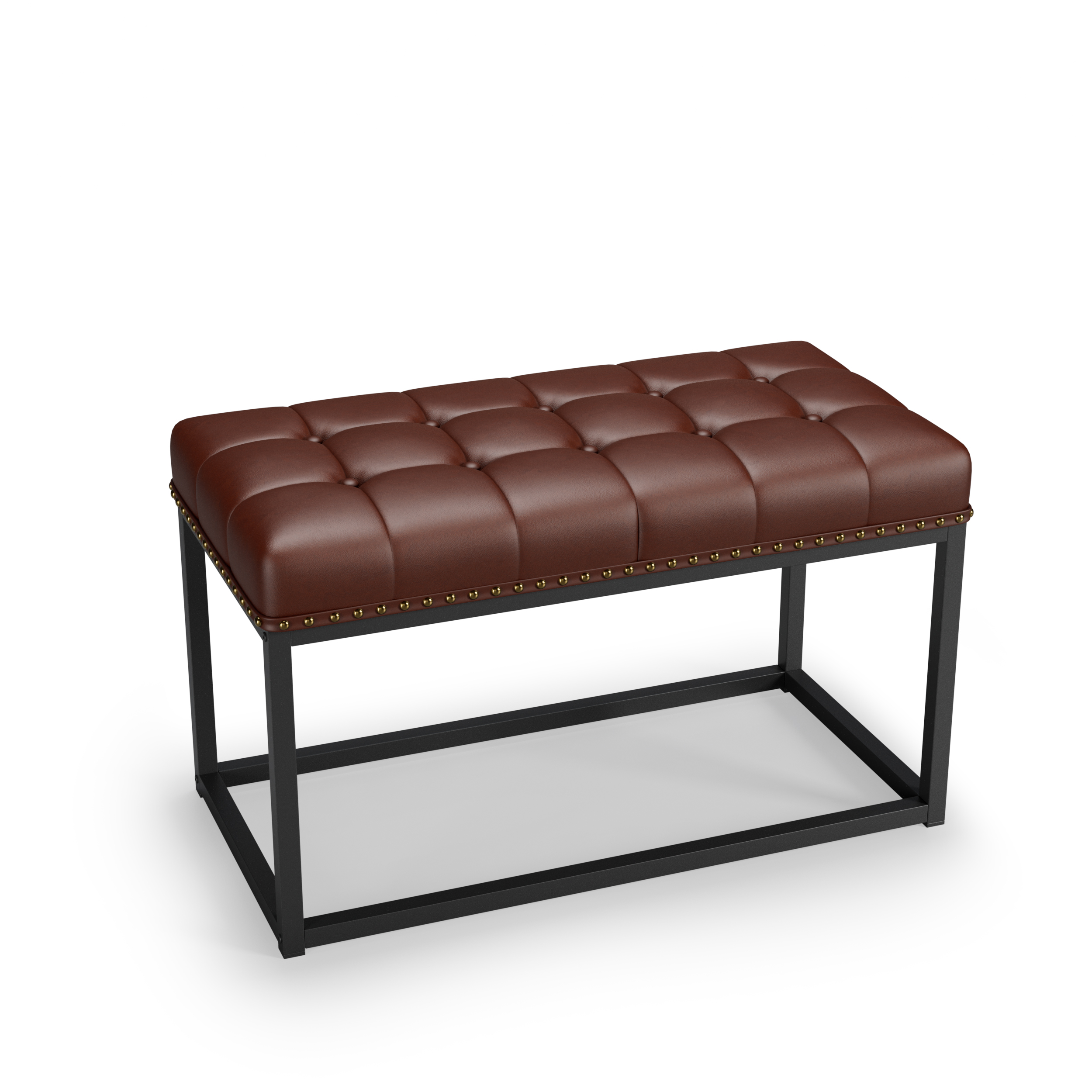 Banc vintage en simili cuir PVC 36 pouces, boutons capitonnés, rivets élégants, résistant aux fissures et décoloration, pour salle à manger, entrée et chambre, multifonctionnel, design classique sophistiqué - image 3