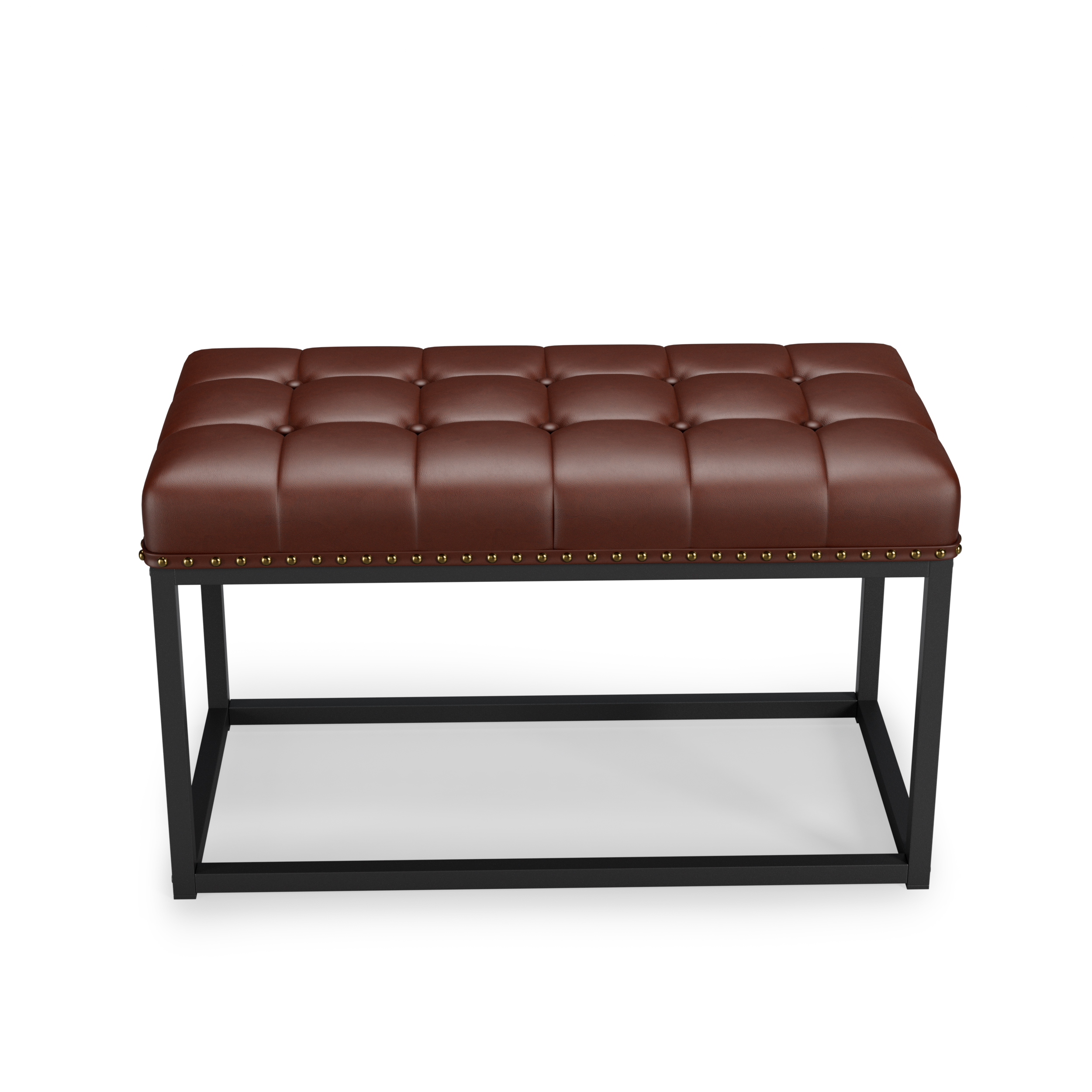 Banc vintage en simili cuir PVC 36 pouces, boutons capitonnés, rivets élégants, résistant aux fissures et décoloration, pour salle à manger, entrée et chambre, multifonctionnel, design classique sophistiqué - image 5
