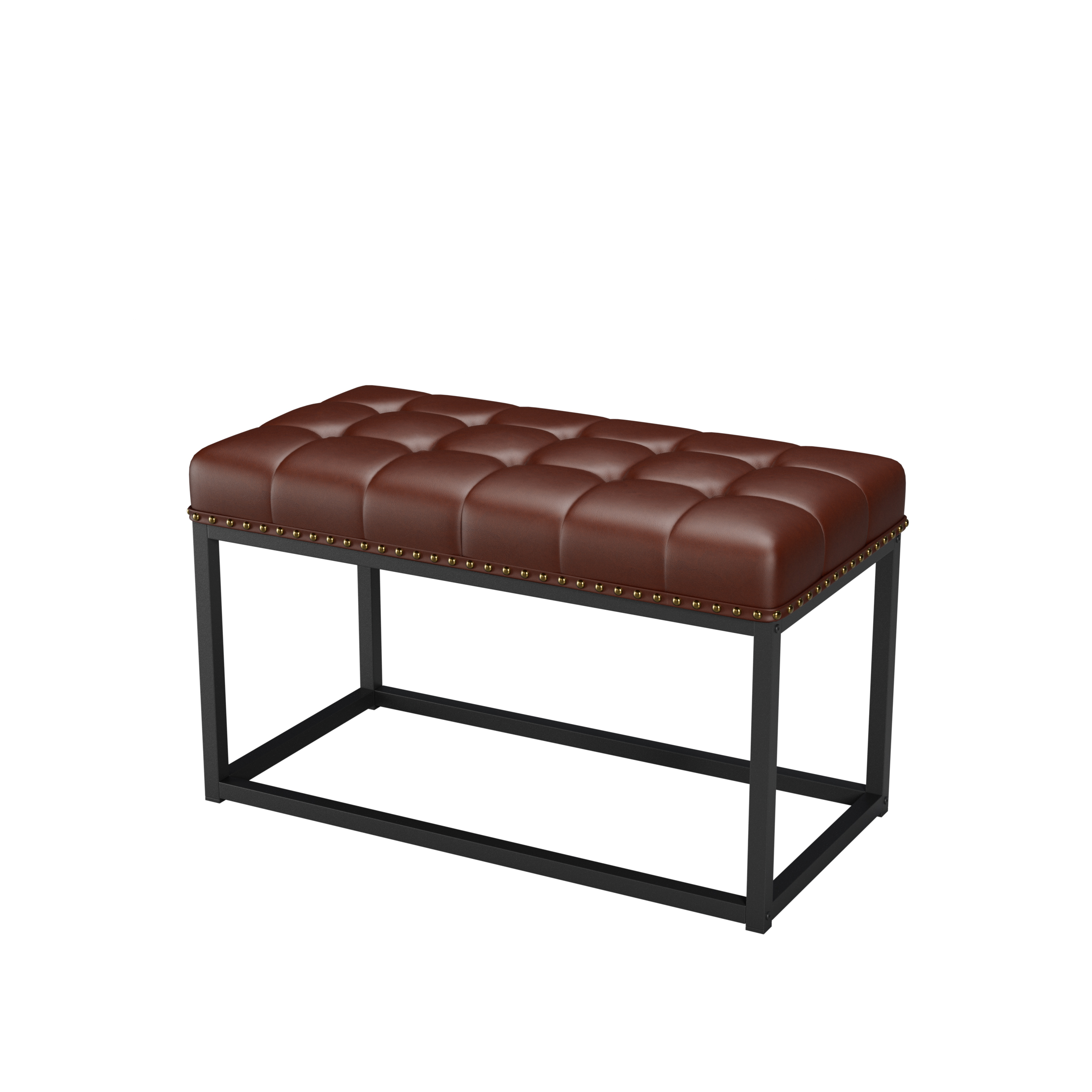 Banc vintage en simili cuir PVC 36 pouces, boutons capitonnés, rivets élégants, résistant aux fissures et décoloration, pour salle à manger, entrée et chambre, multifonctionnel, design classique sophistiqué - image 7