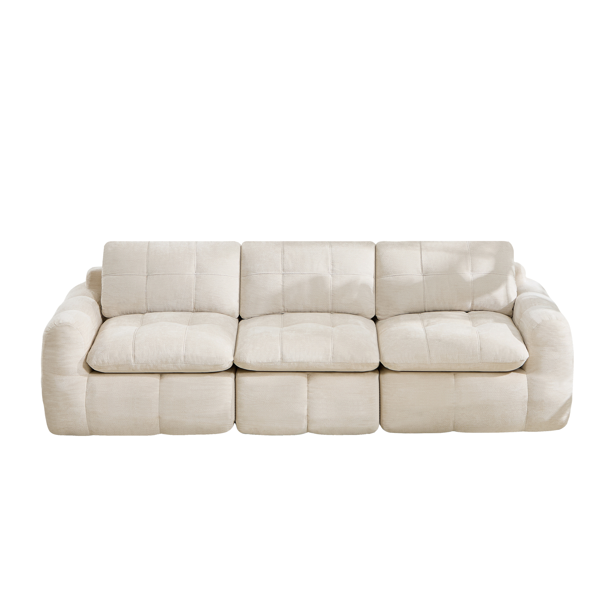 Canapé modulable 3 places 264 x 97 x 68 cm, Chenille, beige - vue principale 1