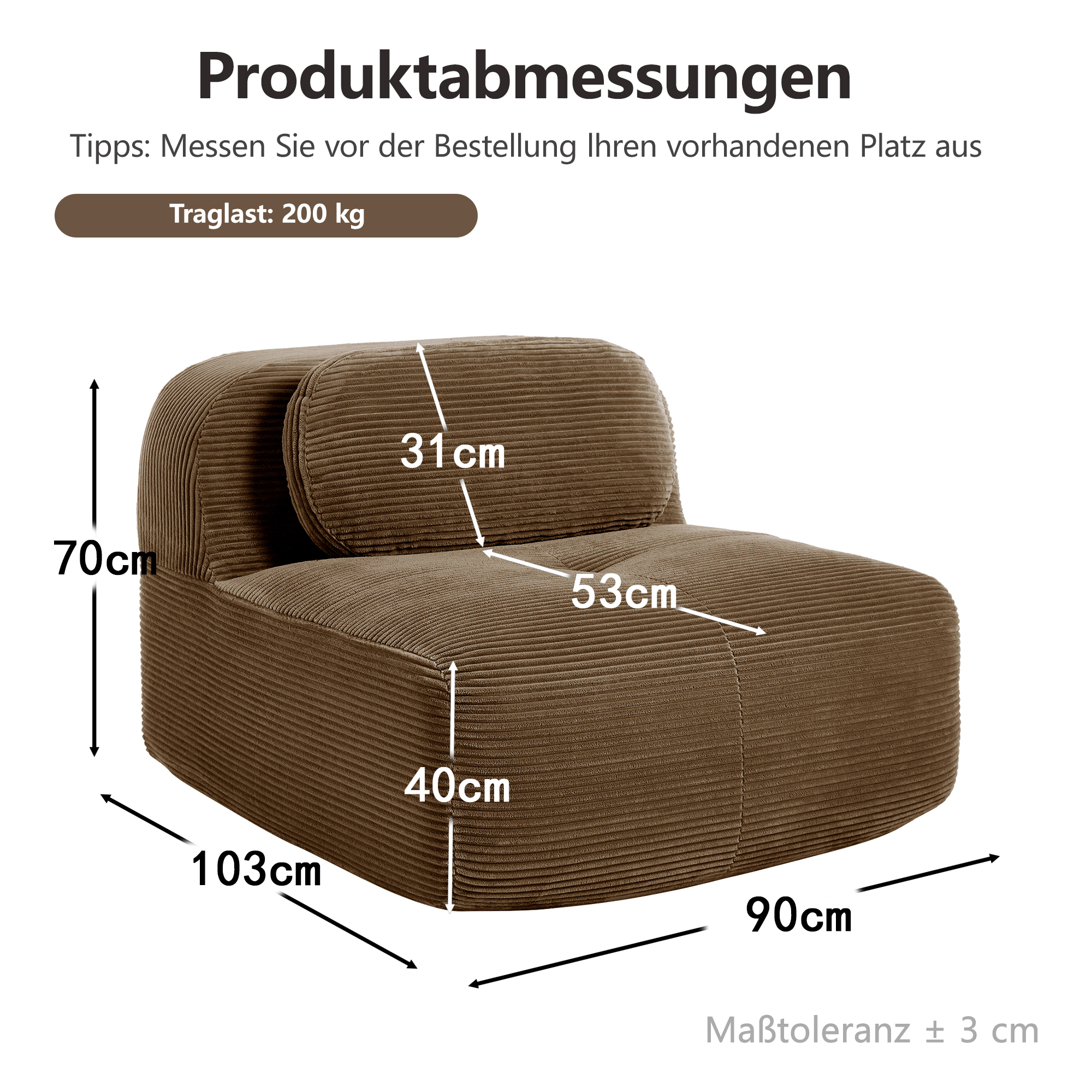 Dimensions du canapé