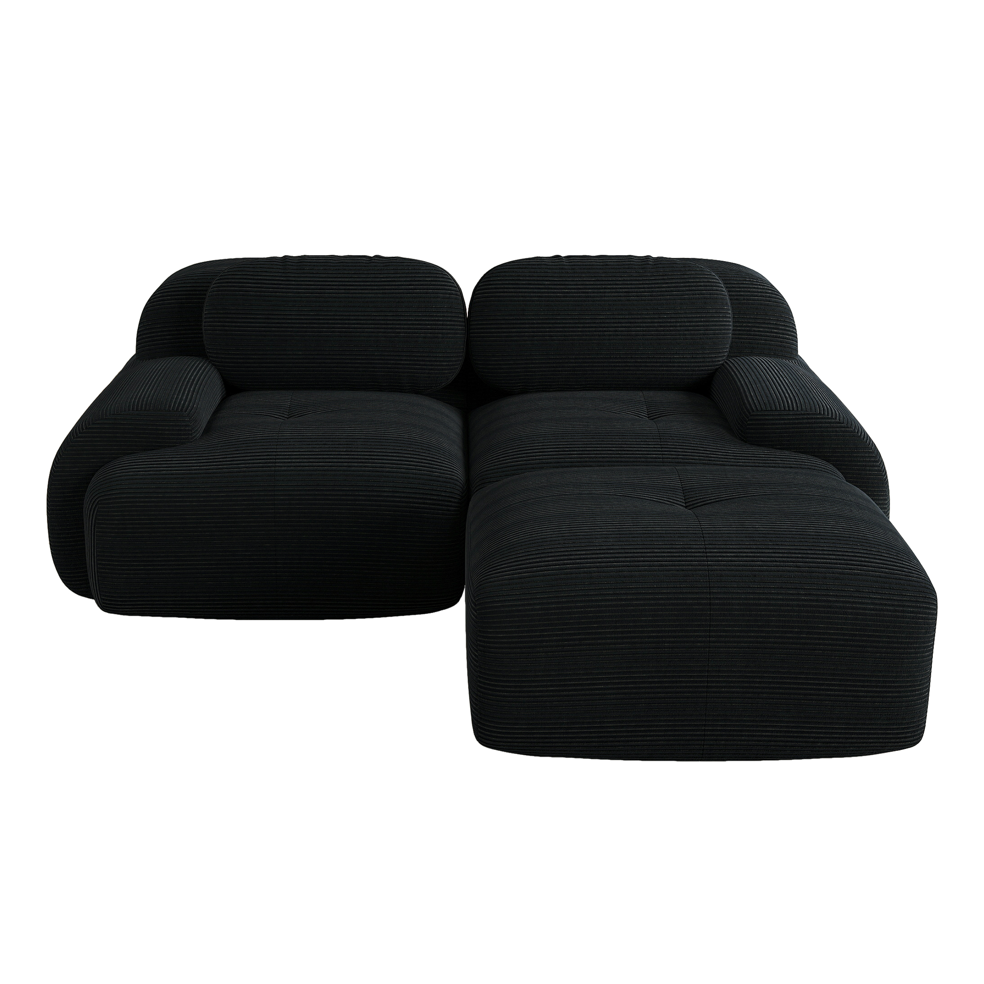 Canapé d angle en corduroy noir modulaire - vue 4