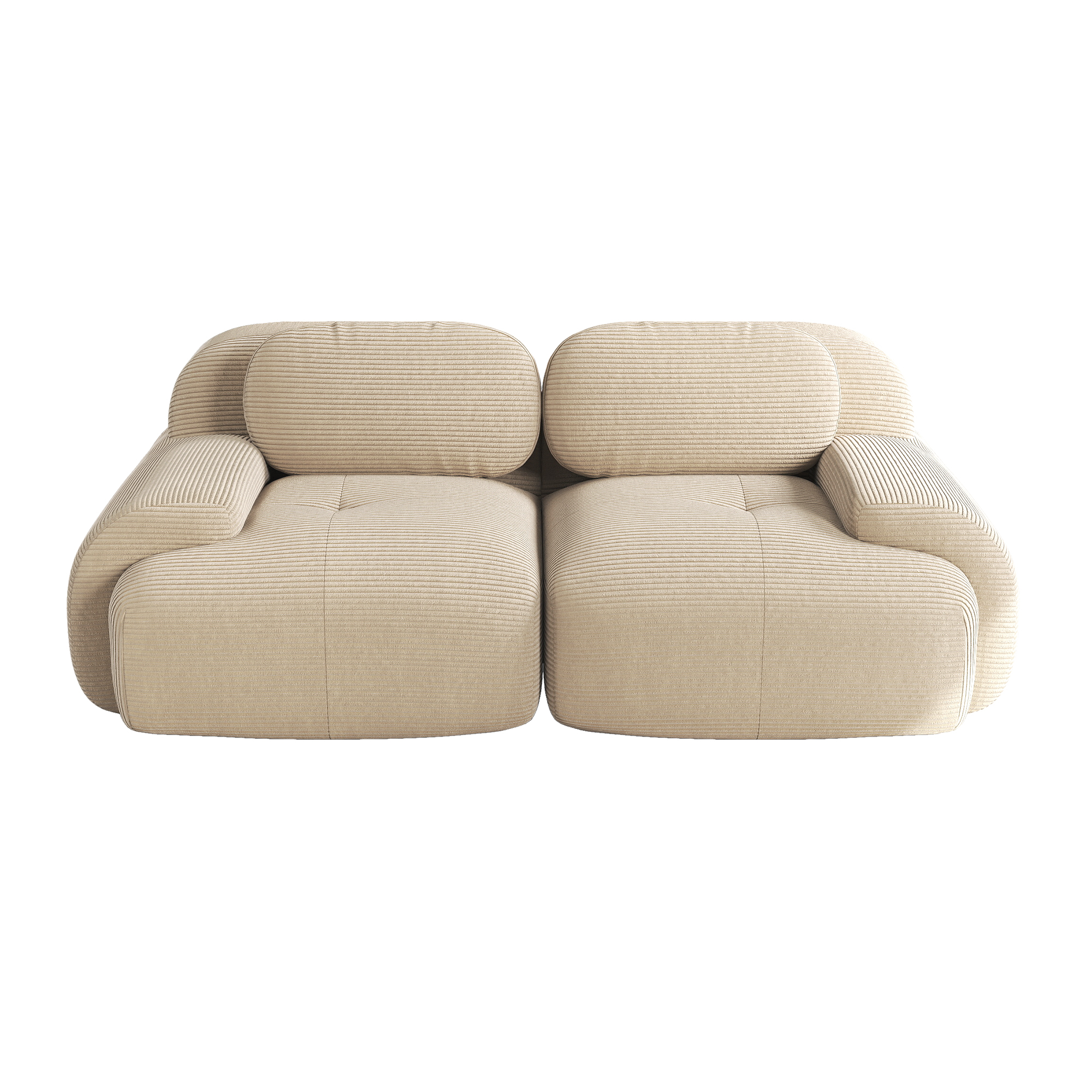 Canapé d amour en corduroy beige sans cadre - vue 4
