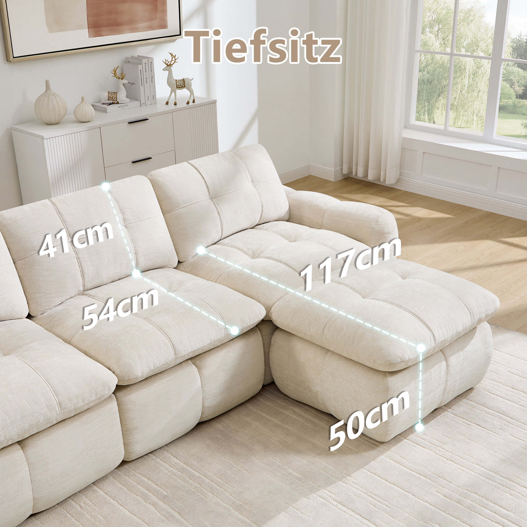 Tissu chenille beige