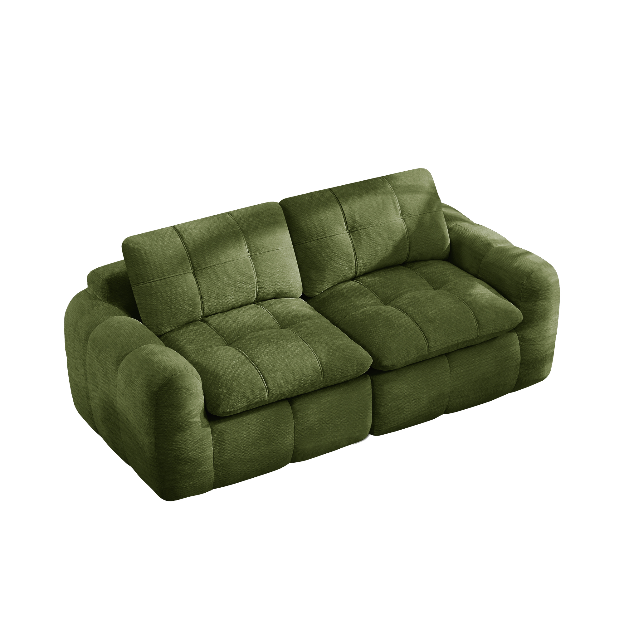 Canapé modulable 2 places 194 x 97 x 68 cm, Chenille, vert - vue complémentaire 1