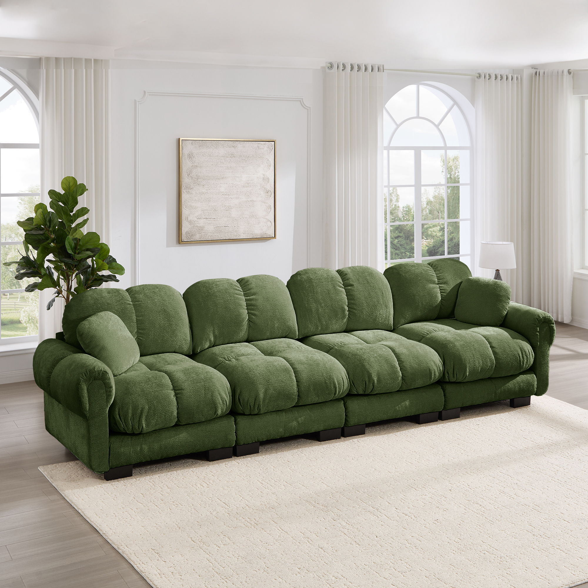 Canapé modulable avec assise confortable et finition soignée vert - présentation 1