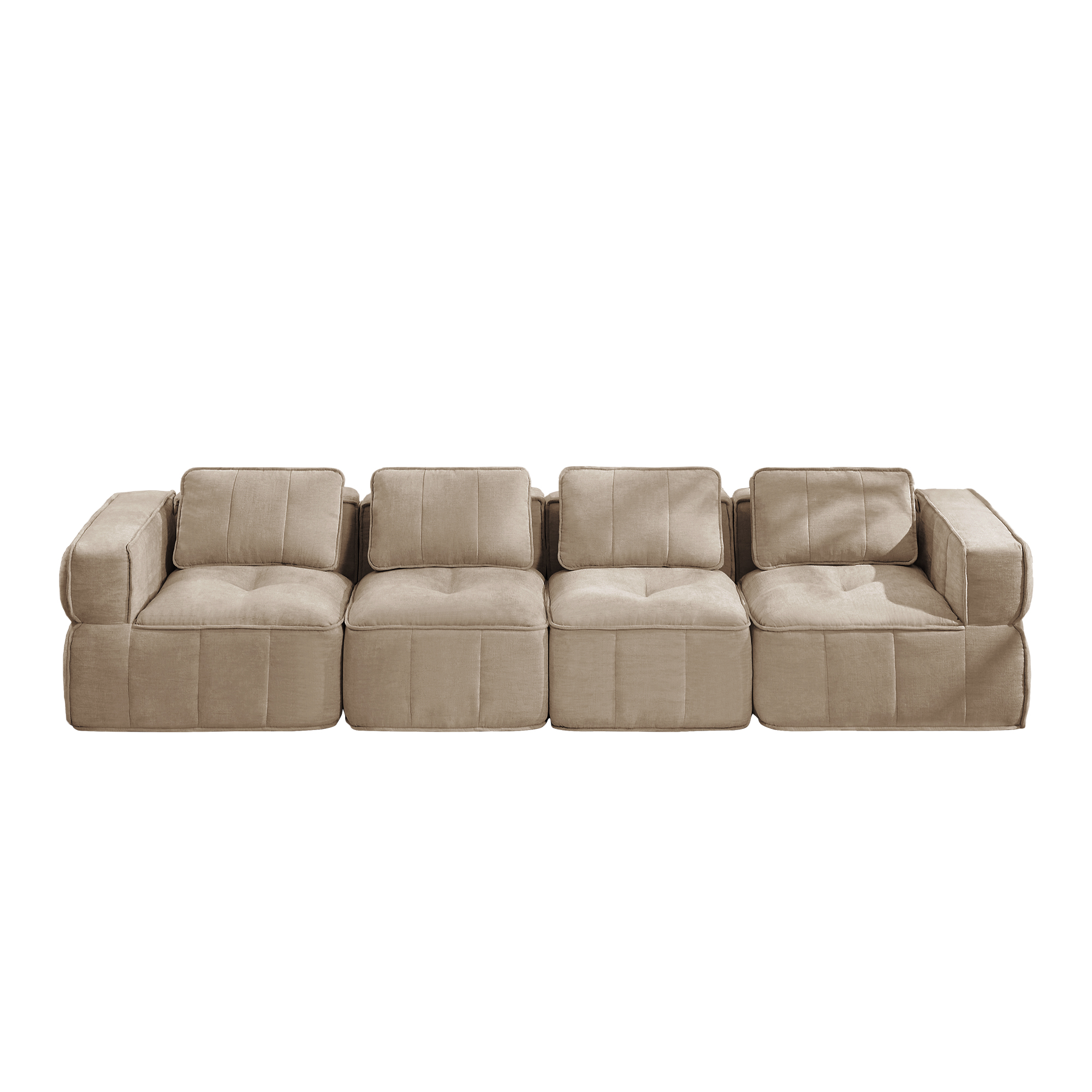 Canapé modulable 4 places 344 x 93 x 67 cm, Tissu, beige - vue principale 1