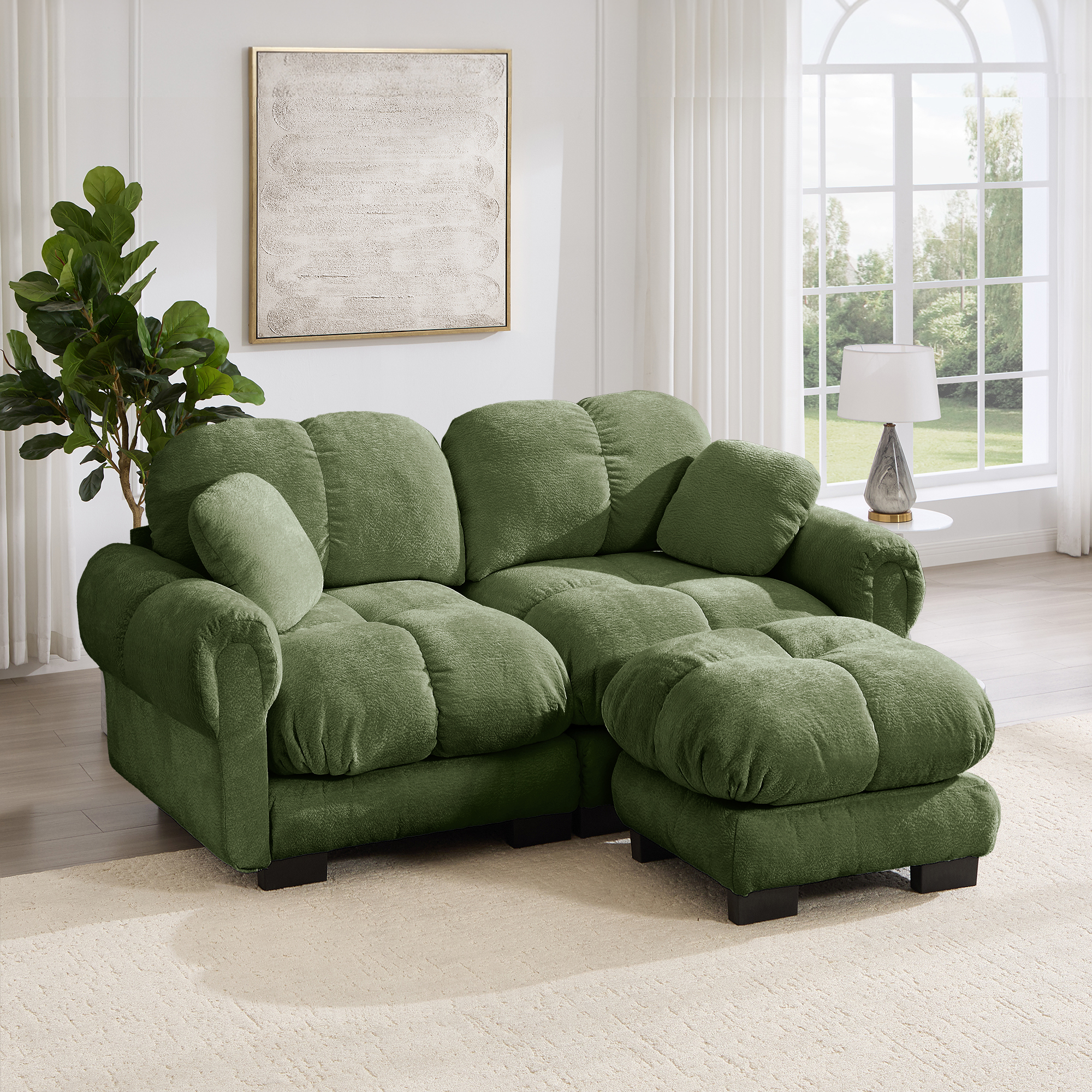 Canapé modulable avec assise confortable et finition soignée vert - présentation 1