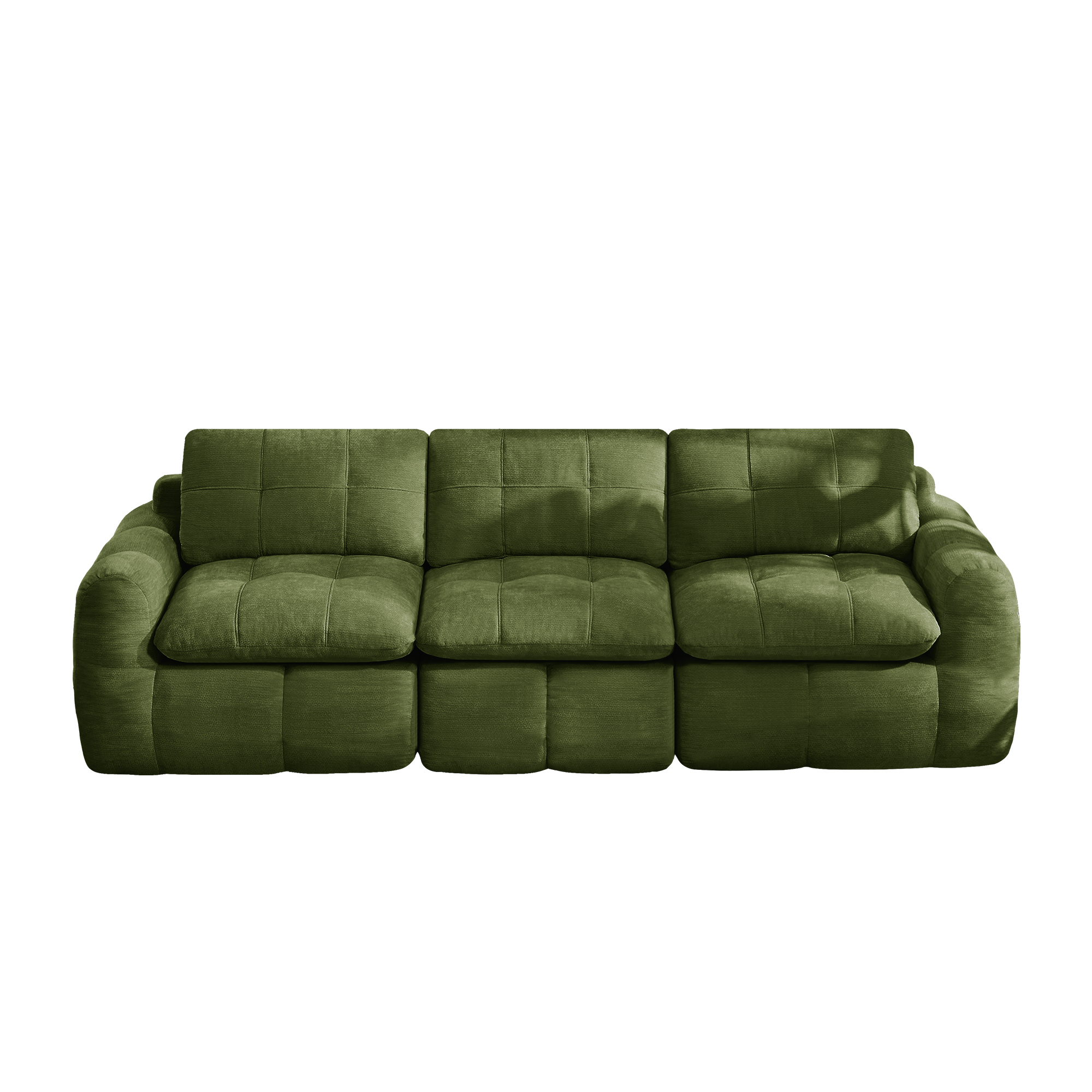 Canapé modulable 3 places 264 x 97 x 68 cm, Chenille, vert - vue principale 1