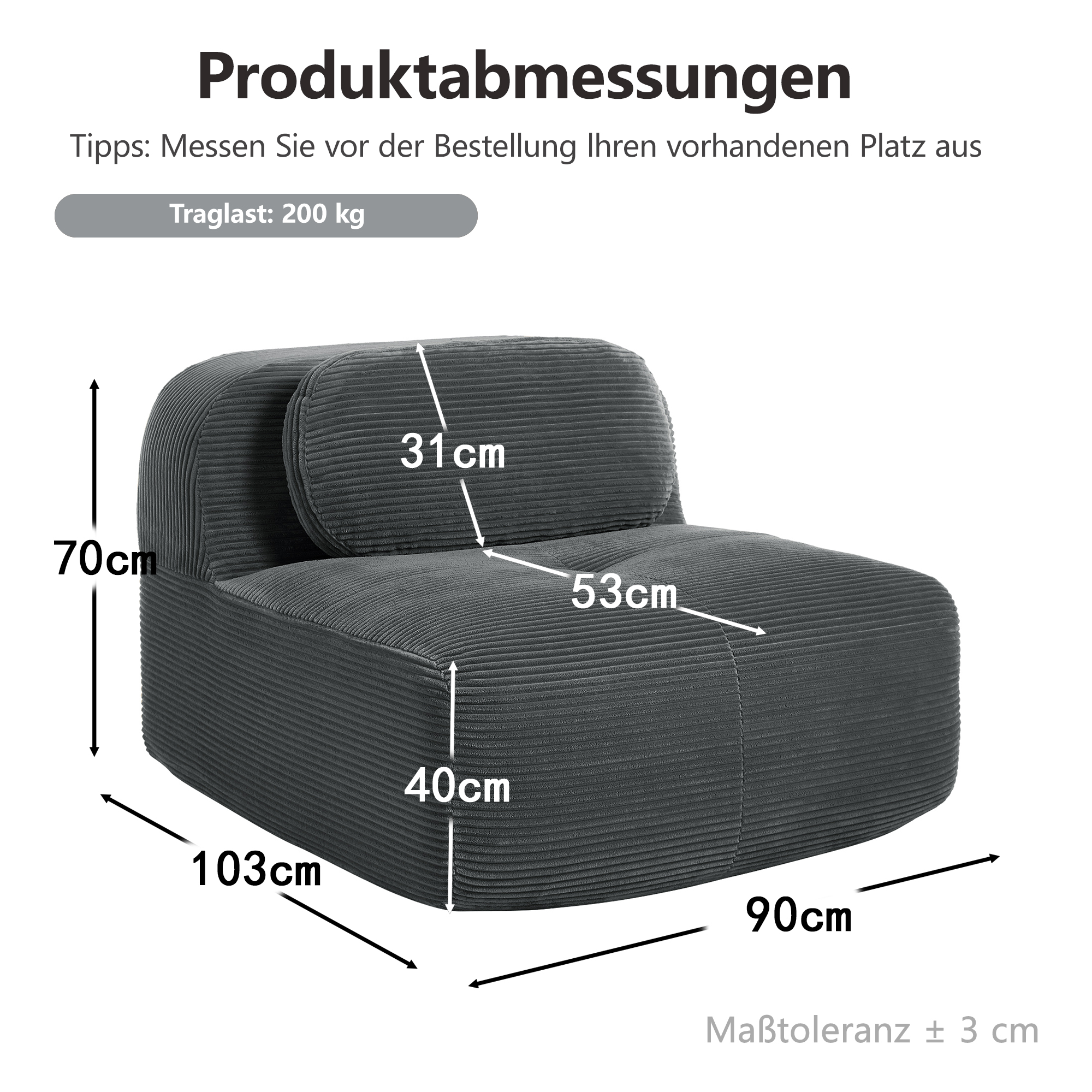 Dimensions du canapé