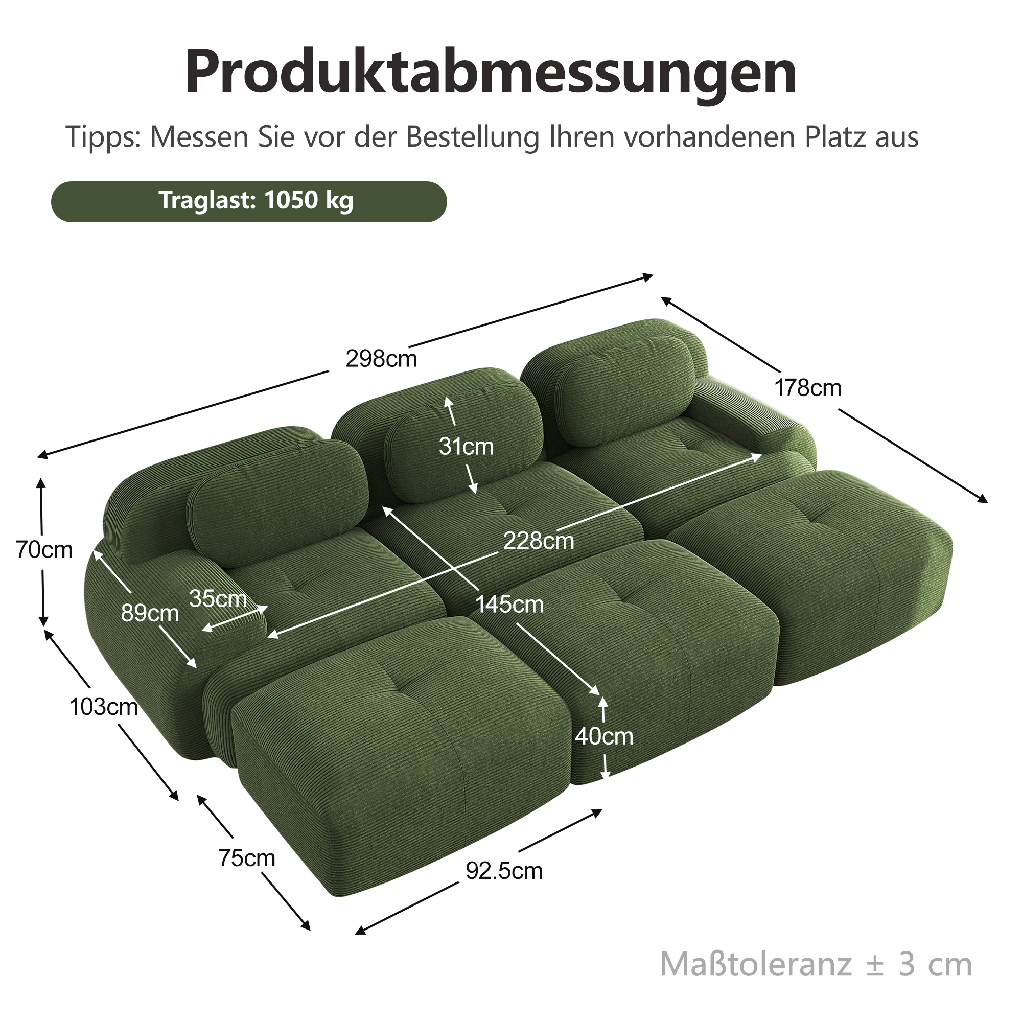 Dimensions du canapé