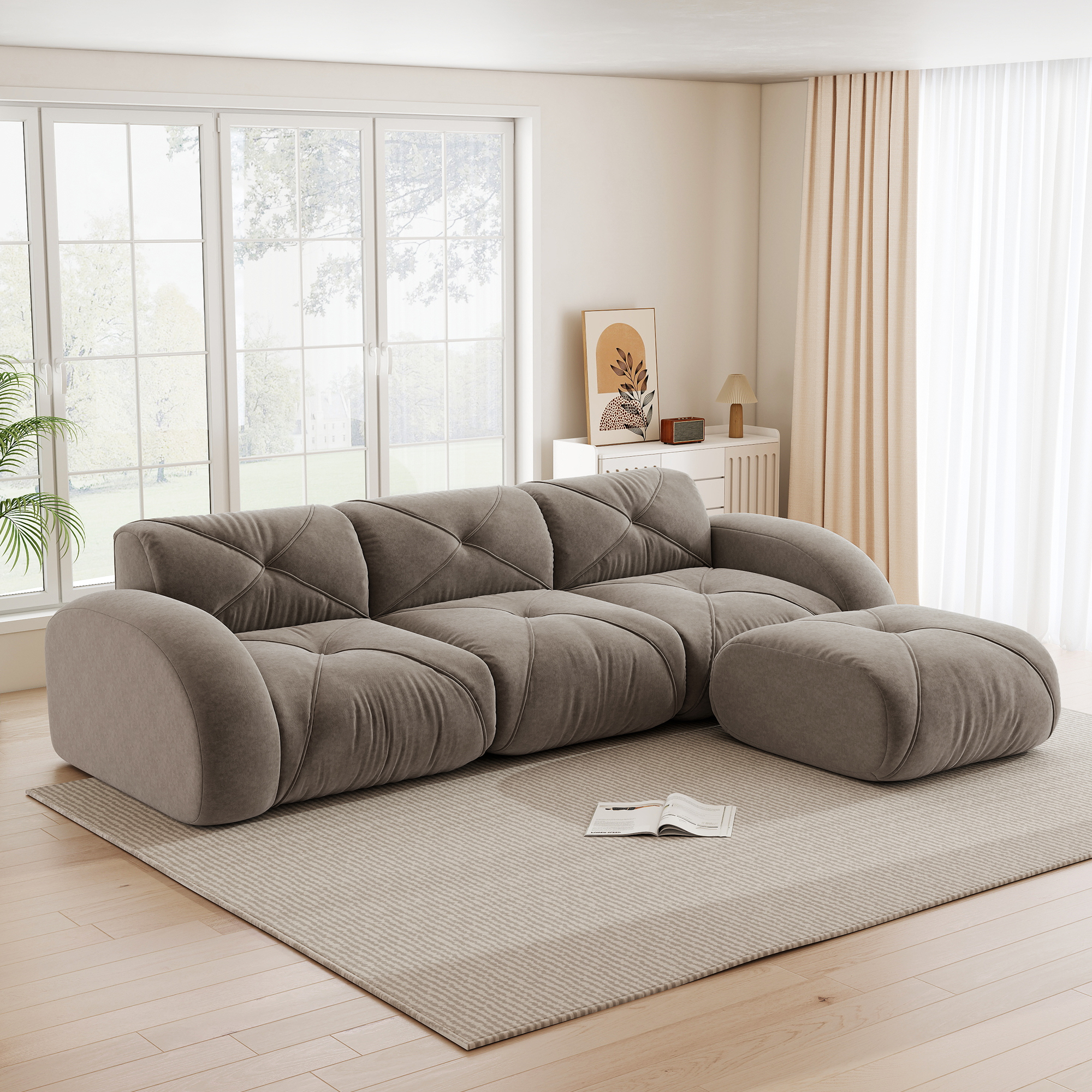 L-förmiger Sessel, modulares Sofa, Dreisitzer-Komb