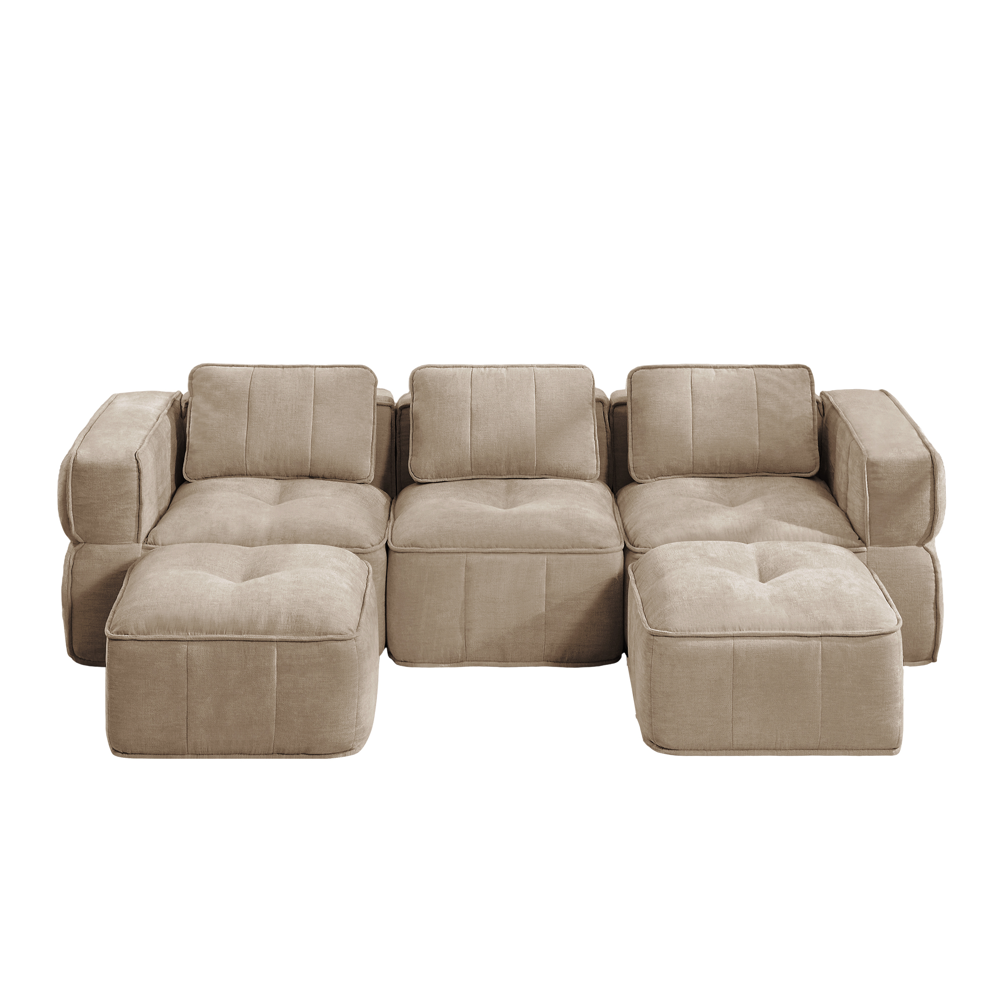 Canapé en U 3 places 271 x 162 x 67 cm, avec pouf, Tissu, beige - vue principale 1