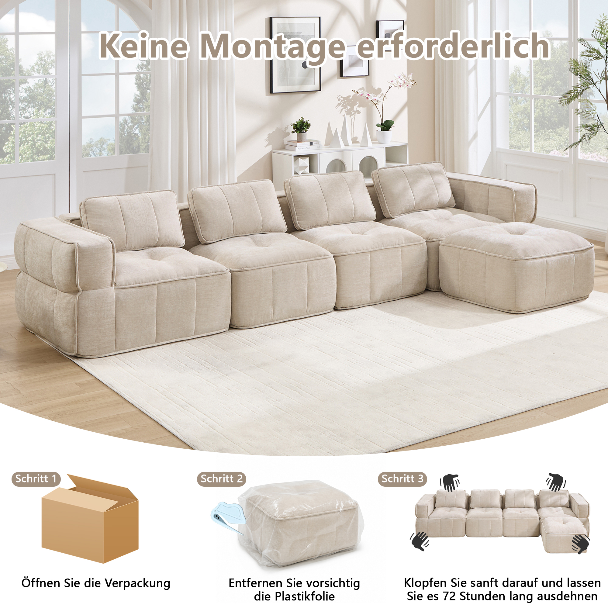 Canapé modulaire Beige - visuel 5