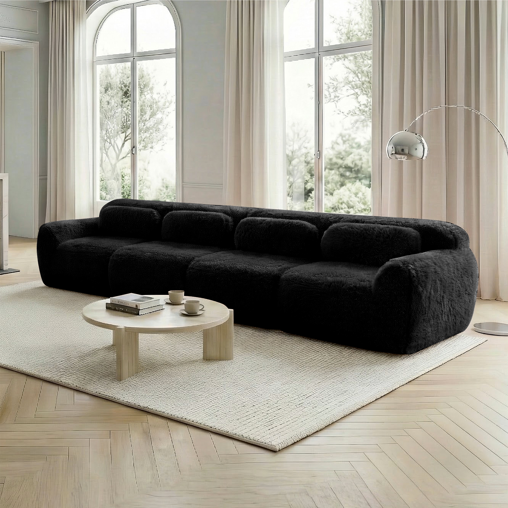 4-Sitzer Sofa, Premium-Plüschstoff, Mehrfachkombin