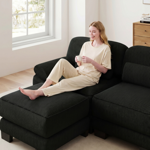 Pouf indépendant inclus avec le canapé d'angle