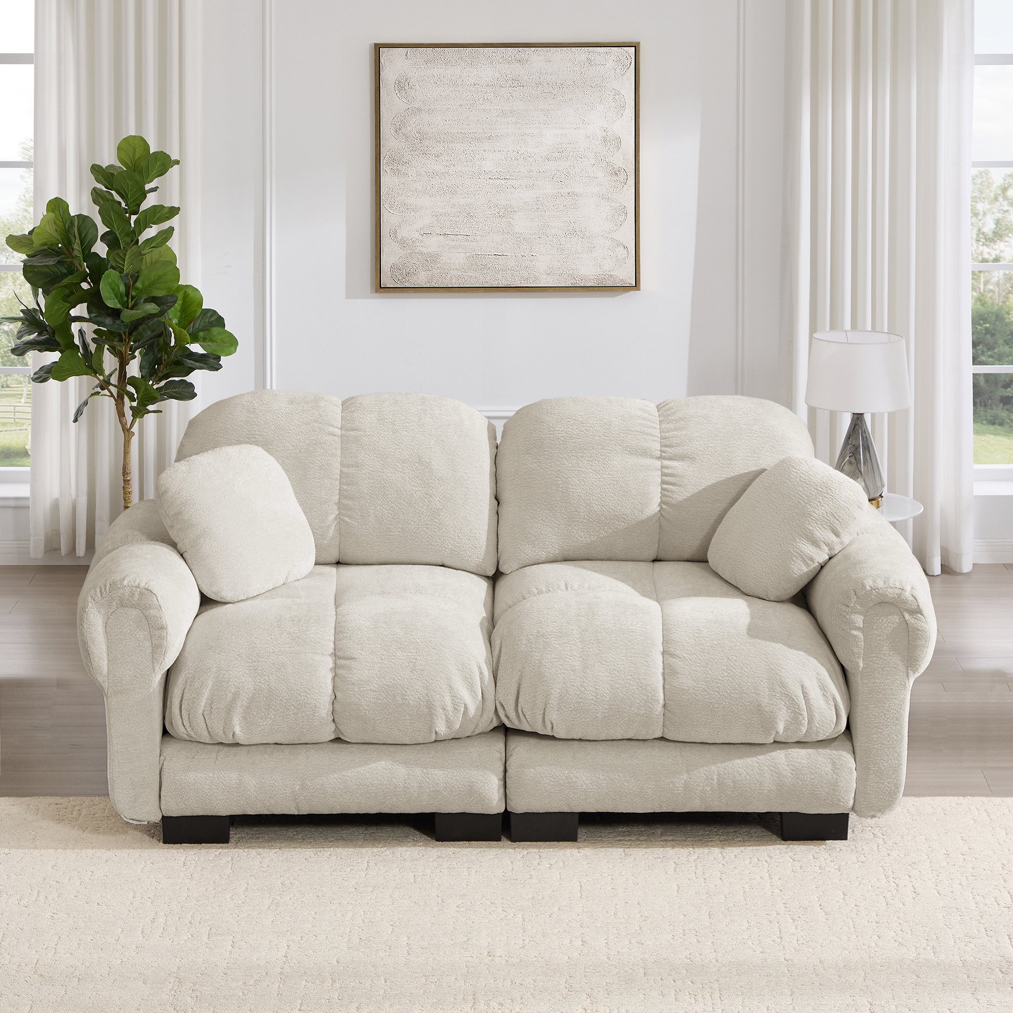 2-Sitzer Chenille Sofa,Feines Steppdesign, elegant