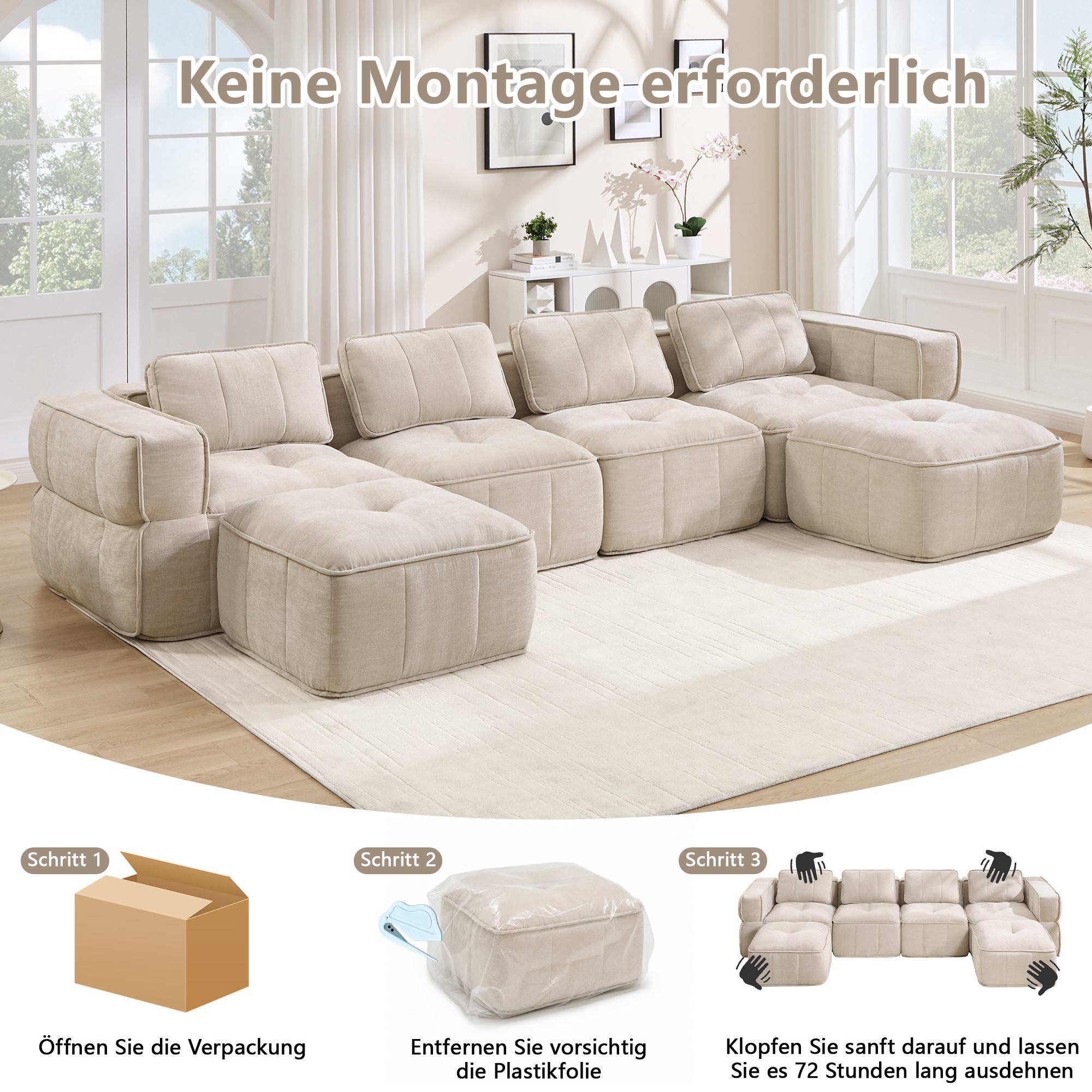 Canapé modulaire Beige - visuel 5