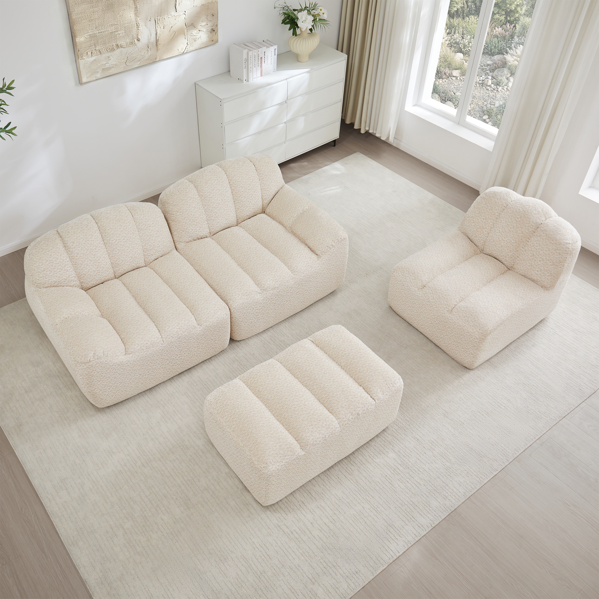 3-Sitzer L-förmiges Modulares Sofa mit 1 Ottoman, 