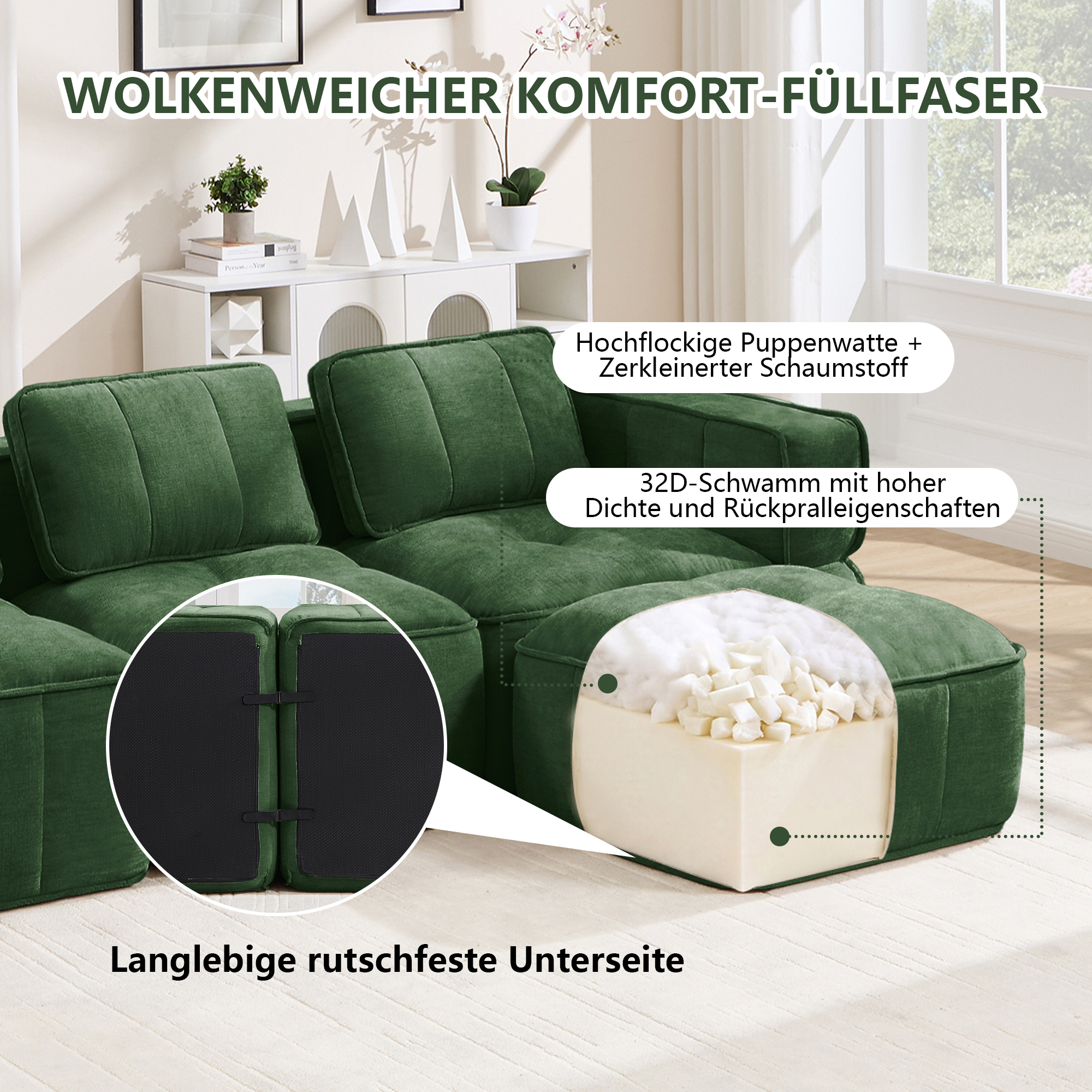 Canapé modulaire Vert - visuel 4