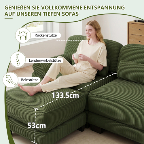 Coussin lombaire cylindrique et accoudoirs épais amovibles