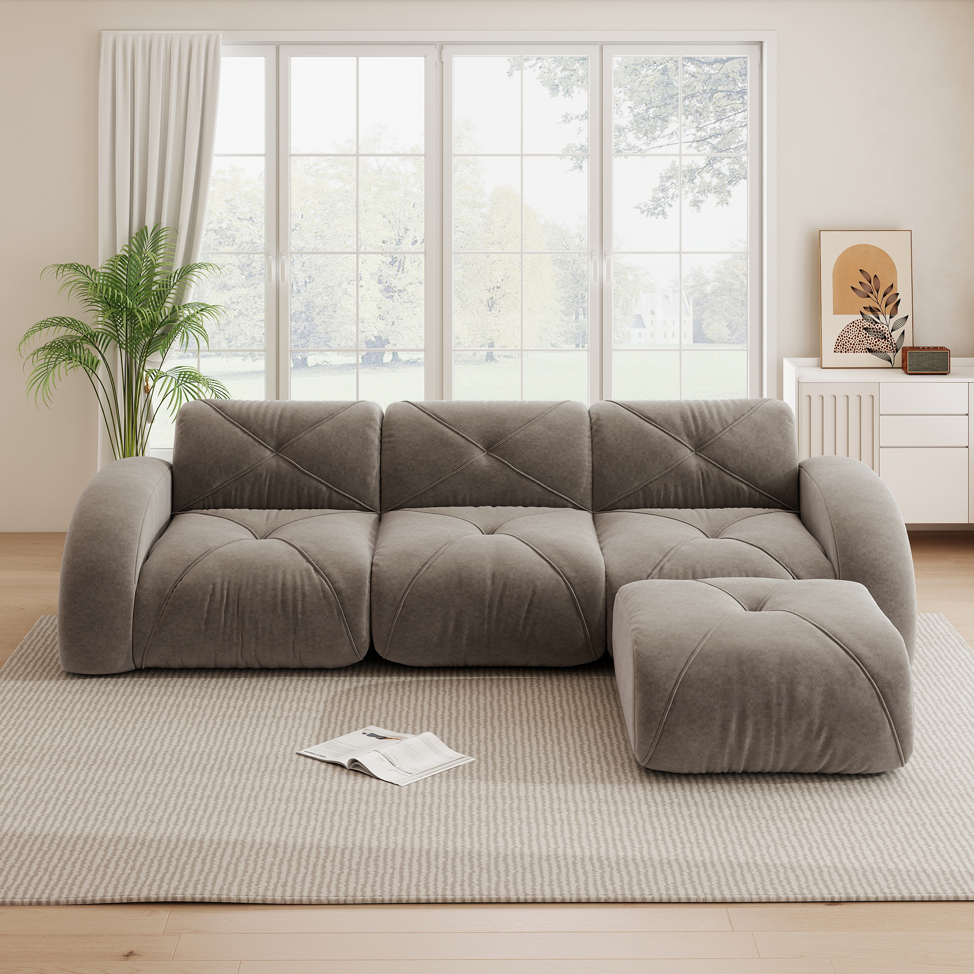 L-förmiger Sessel, modulares Sofa, Dreisitzer-Komb