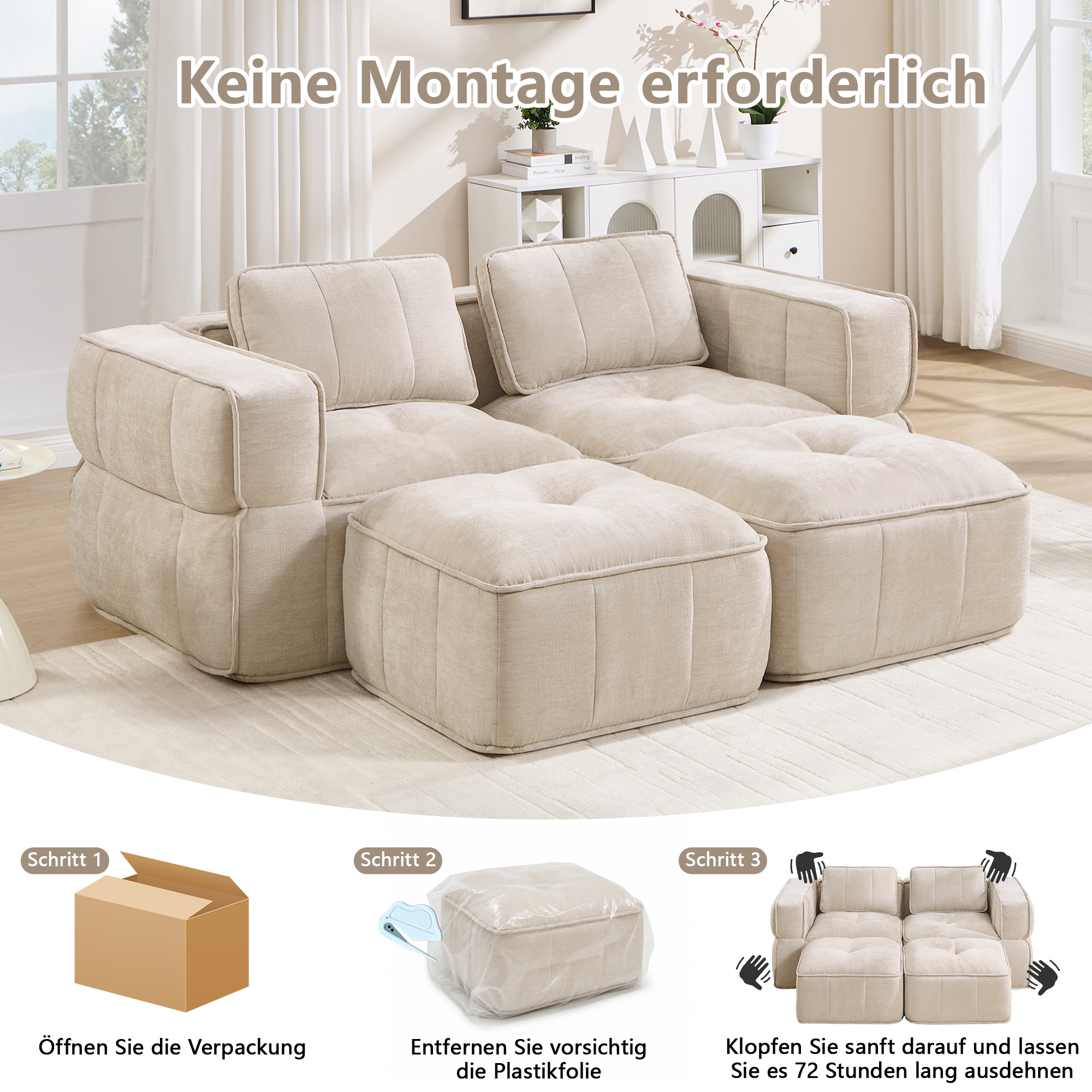 Canapé modulaire Beige - visuel 4