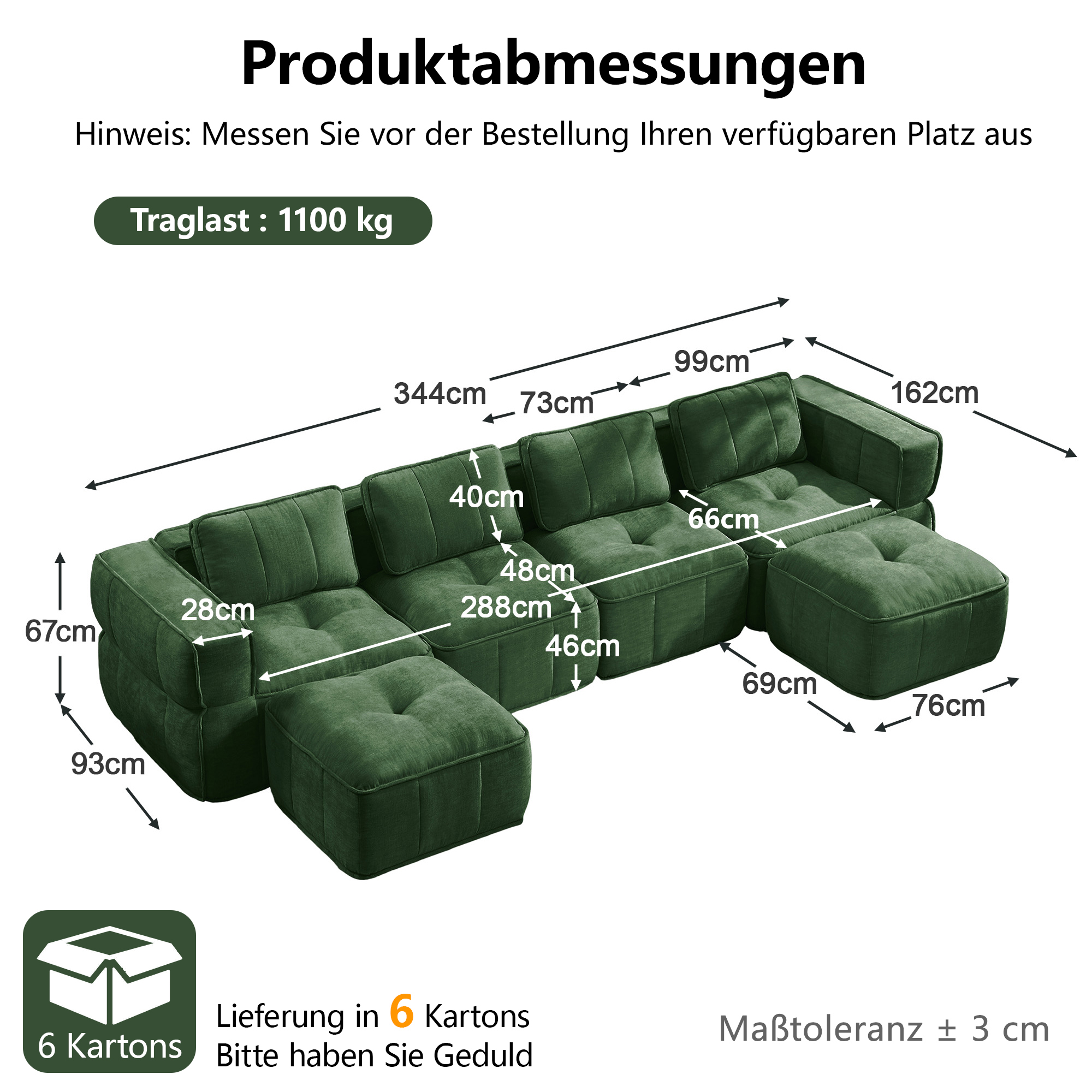 Dimensions du canapé modulable