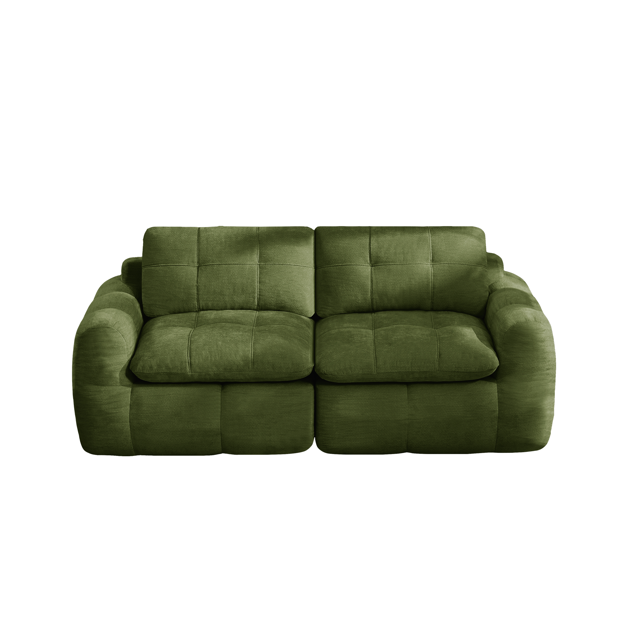 Canapé modulable 2 places 194 x 97 x 68 cm, Chenille, vert - vue principale 1