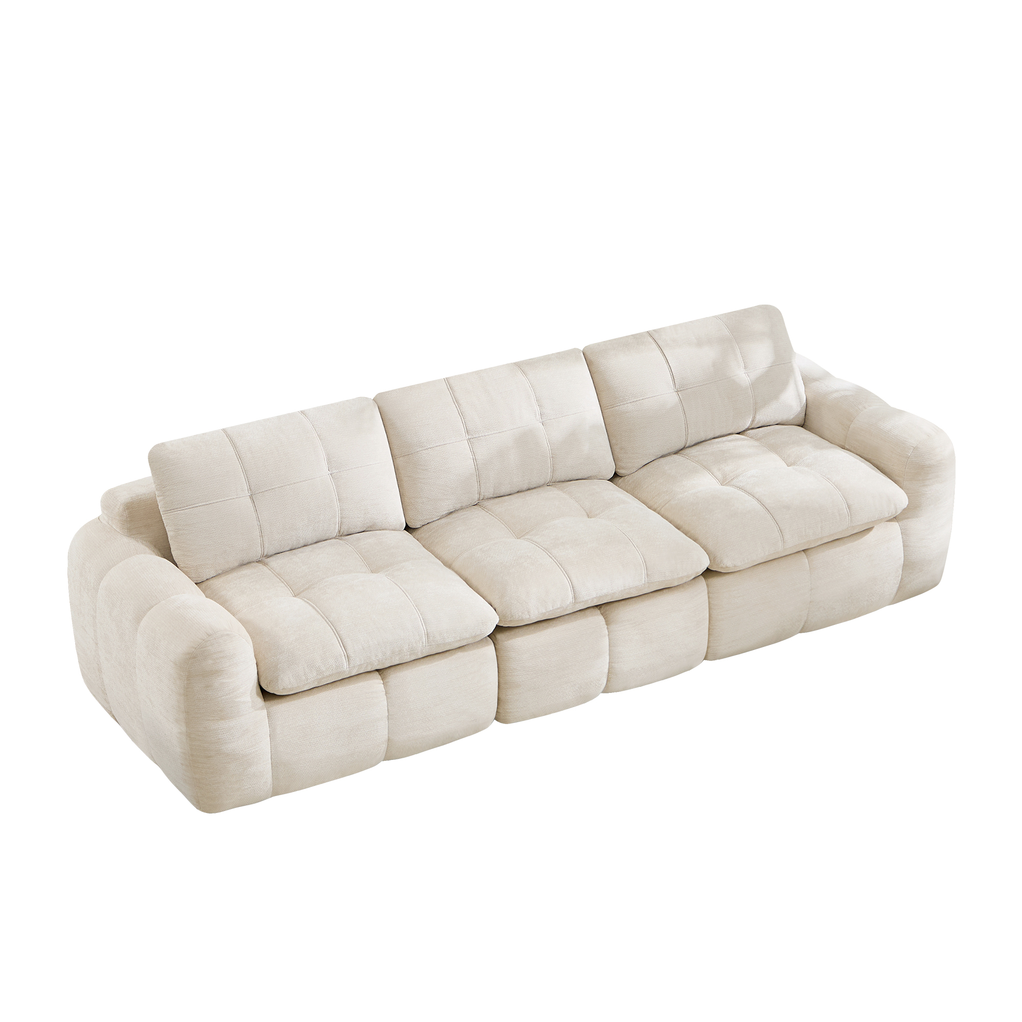 Canapé modulable 3 places 264 x 97 x 68 cm, Chenille, beige - vue complémentaire 1