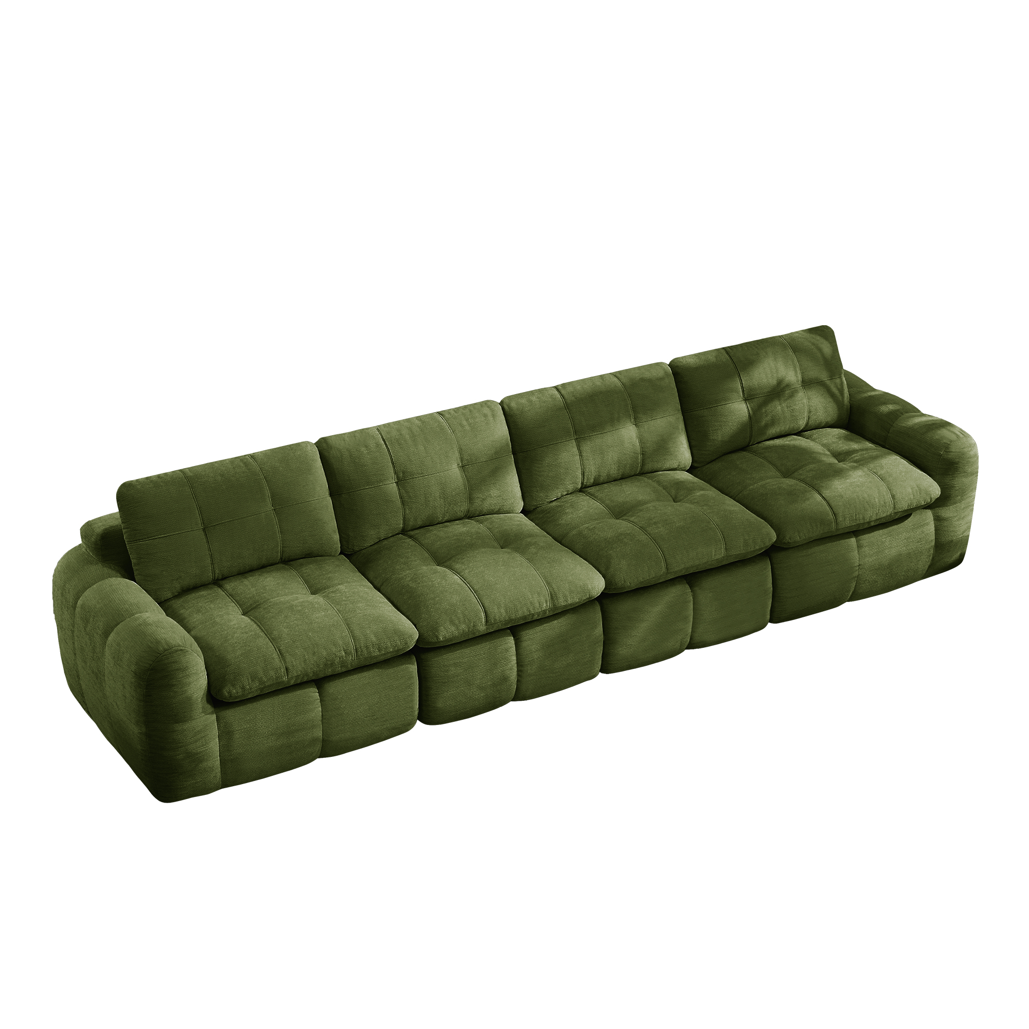 Canapé modulable 4 places 334 x 97 x 68 cm, Chenille, vert - vue complémentaire 1