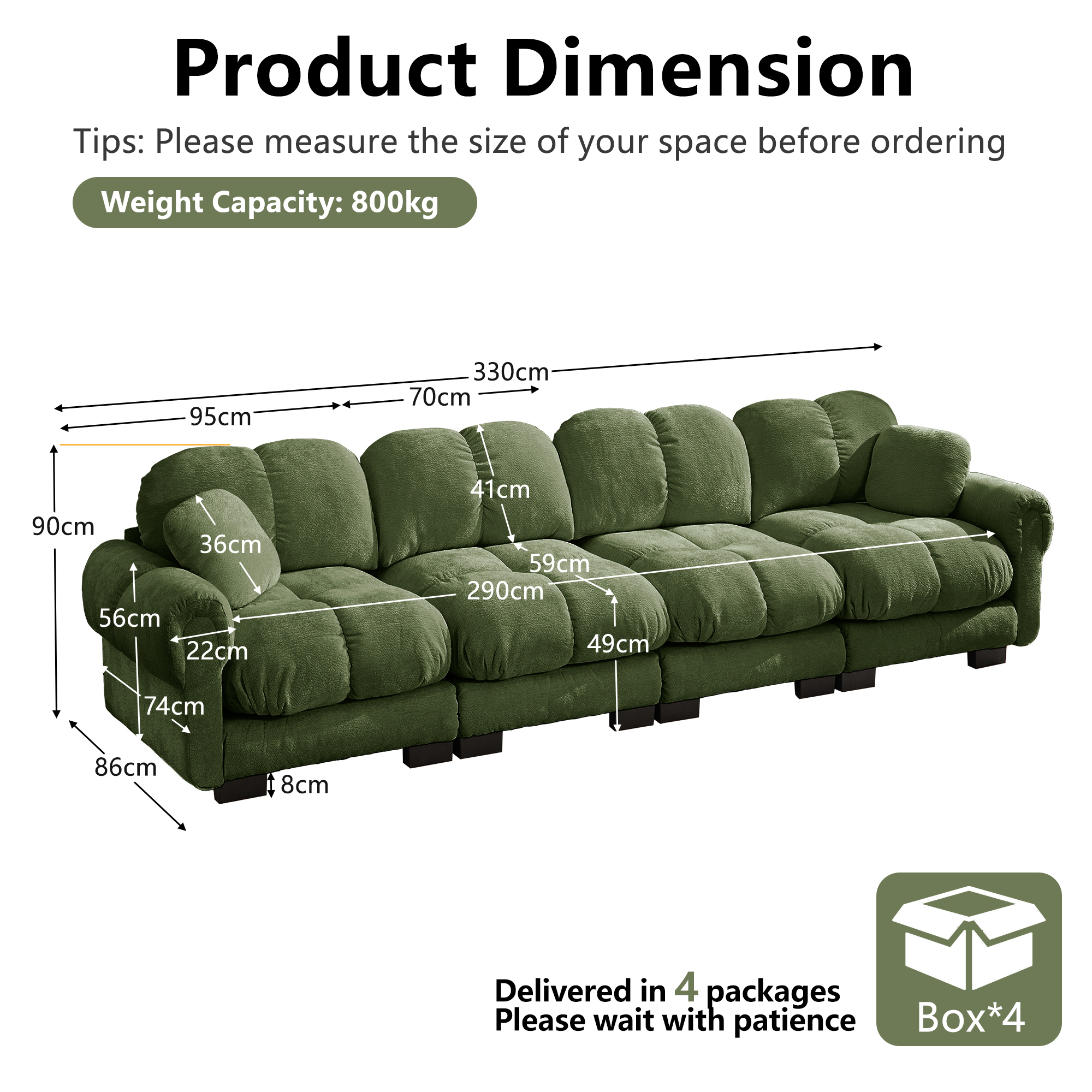 Canapé modulable avec assise confortable et finition soignée vert - points forts 1