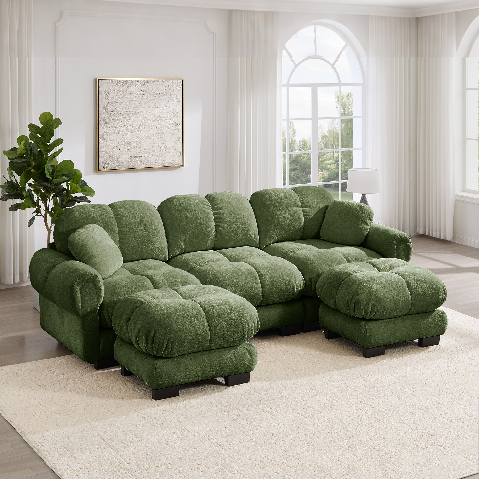 Canapé modulable avec assise confortable et finition soignée vert - présentation 1