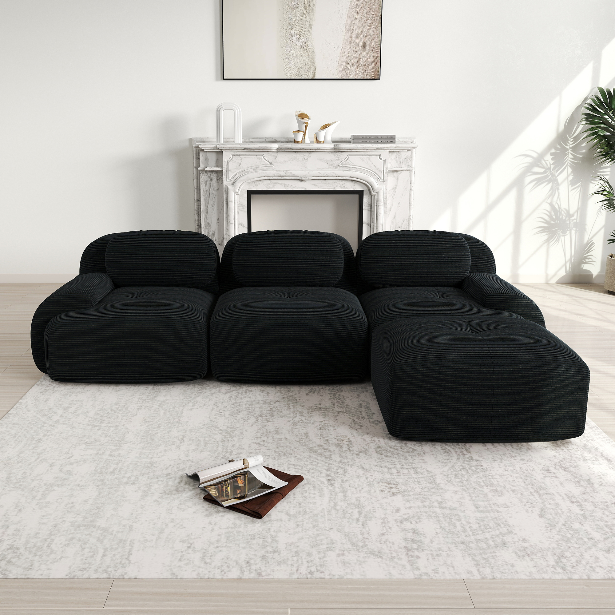 Modulares Ecksofa ohne Montage, Rahmenloses Sofa, 