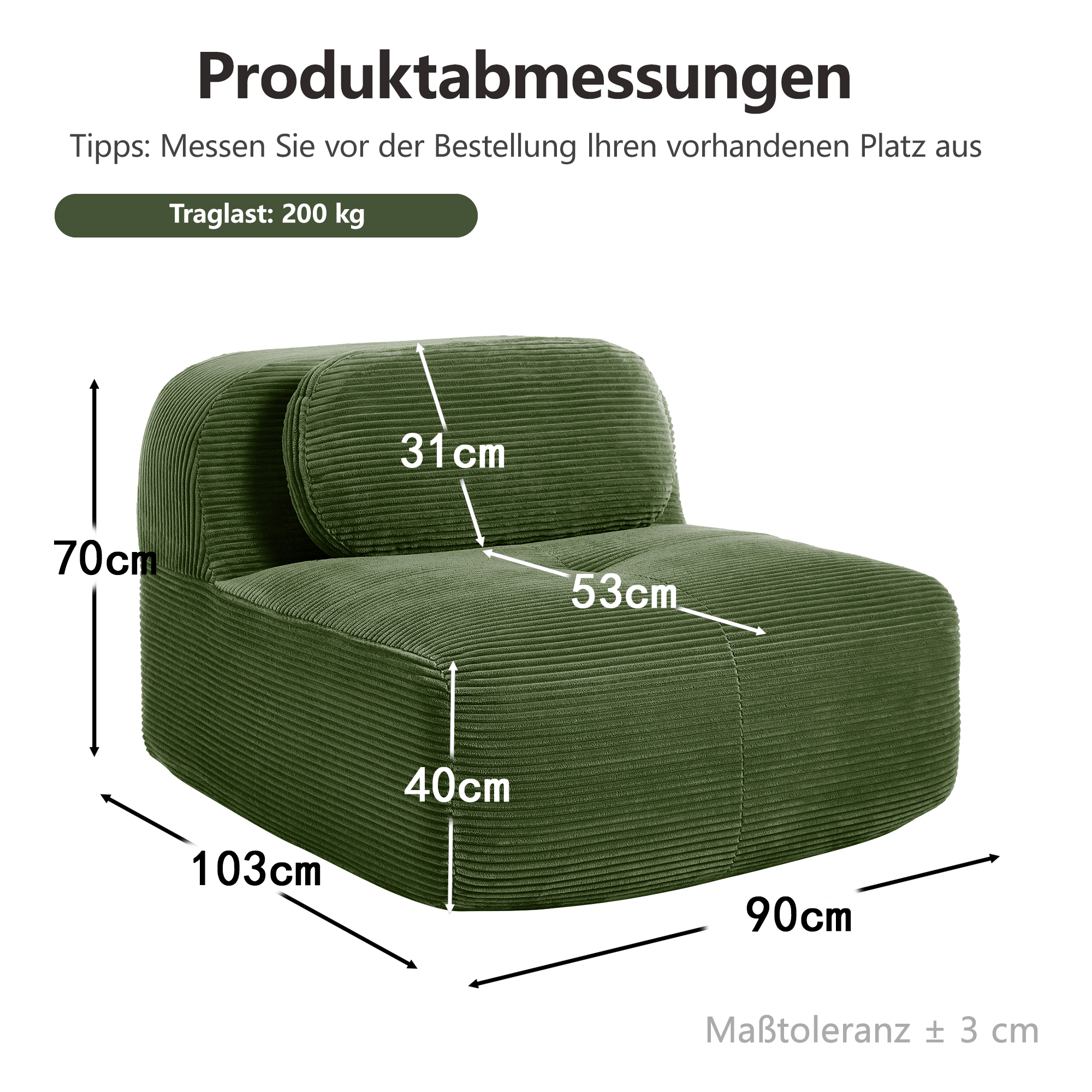 Dimensions du canapé