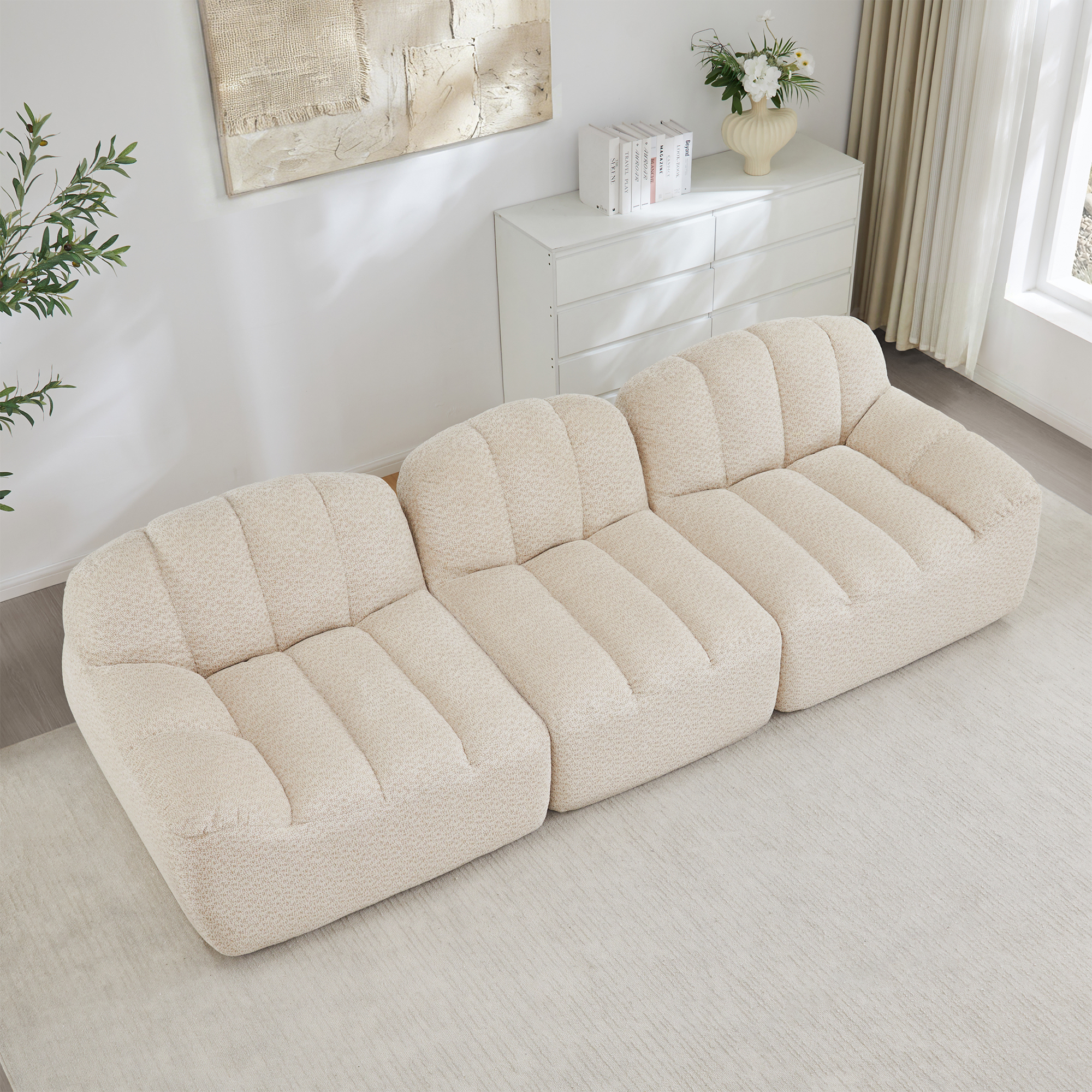 3-Sitzer Modulares Sofa, Boneless Design aus 32D H