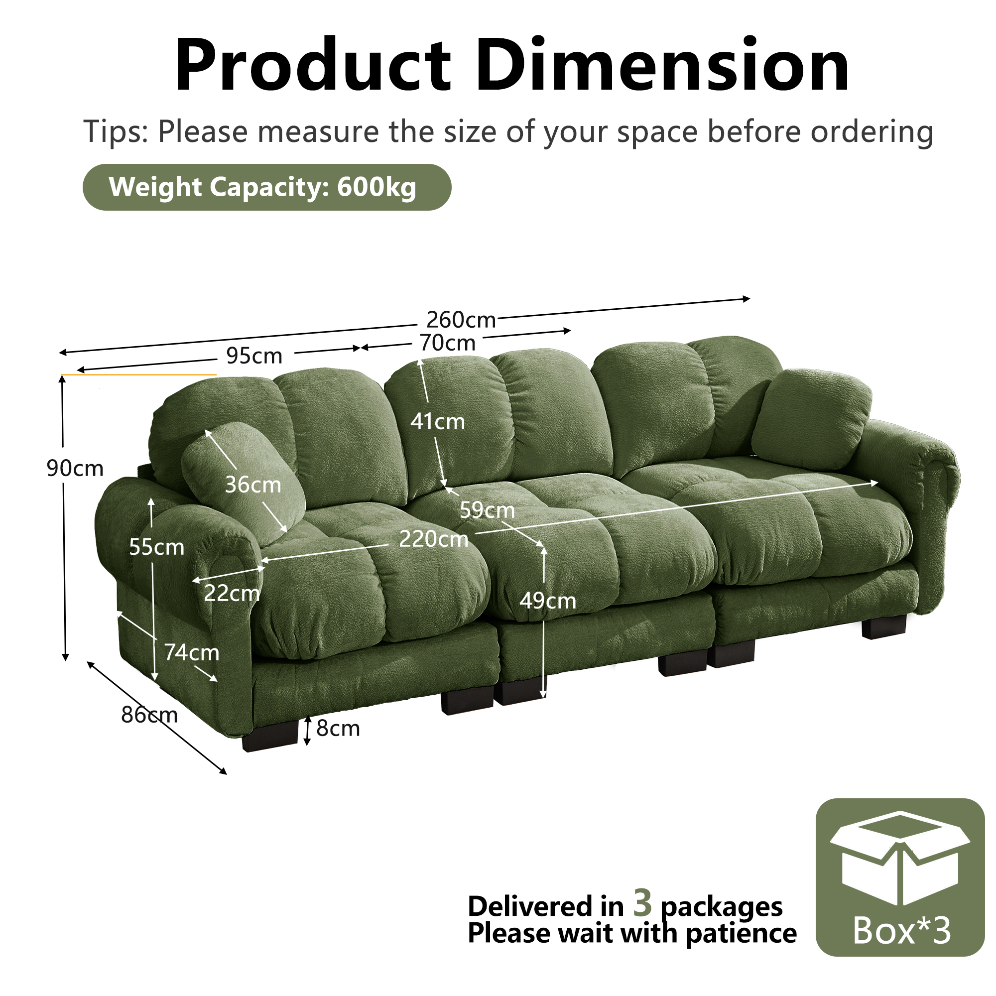 Canapé modulable avec assise confortable et finition soignée vert - points forts 1