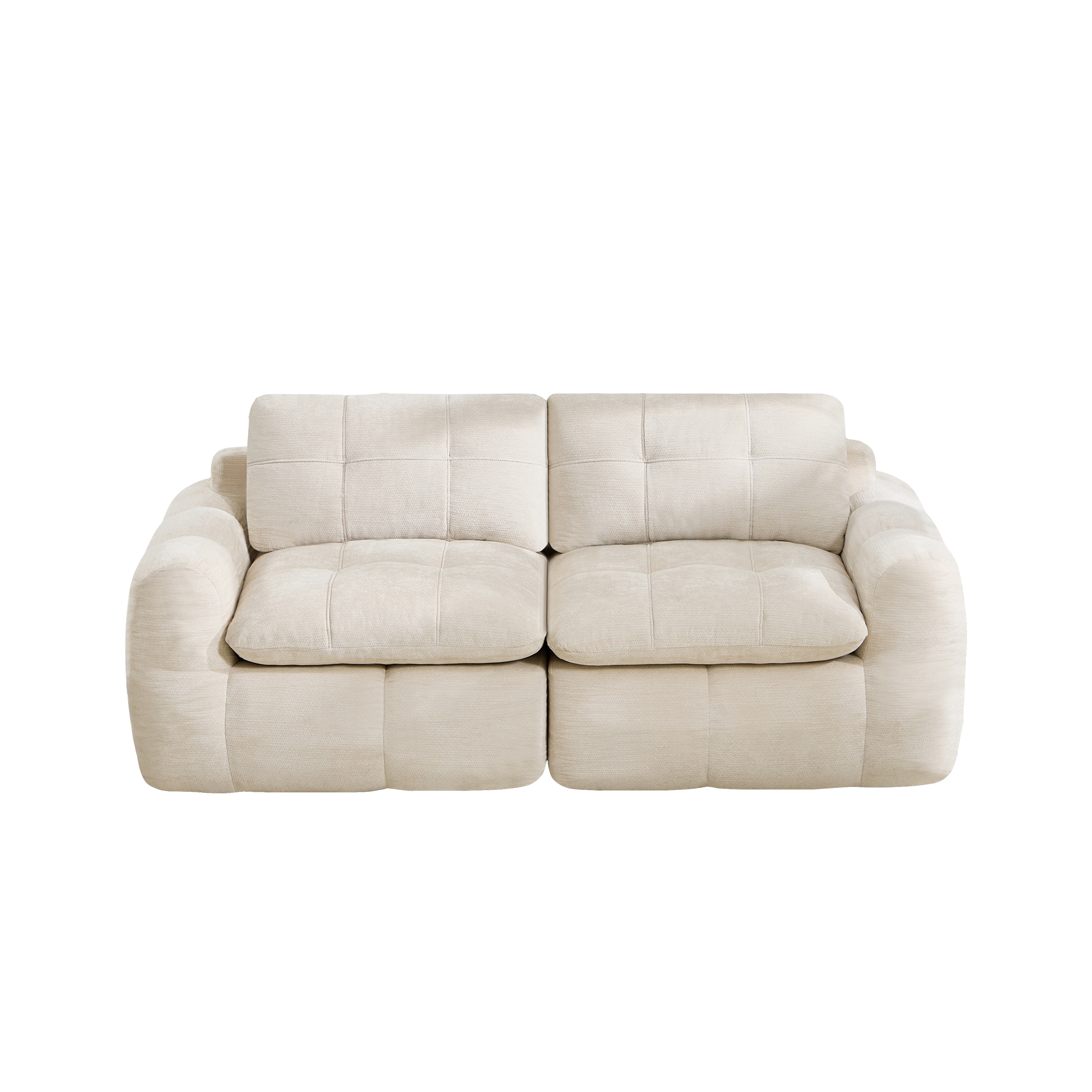 Canapé modulable 2 places 164 x 97 x 68 cm, Chenille, beige - vue principale 1