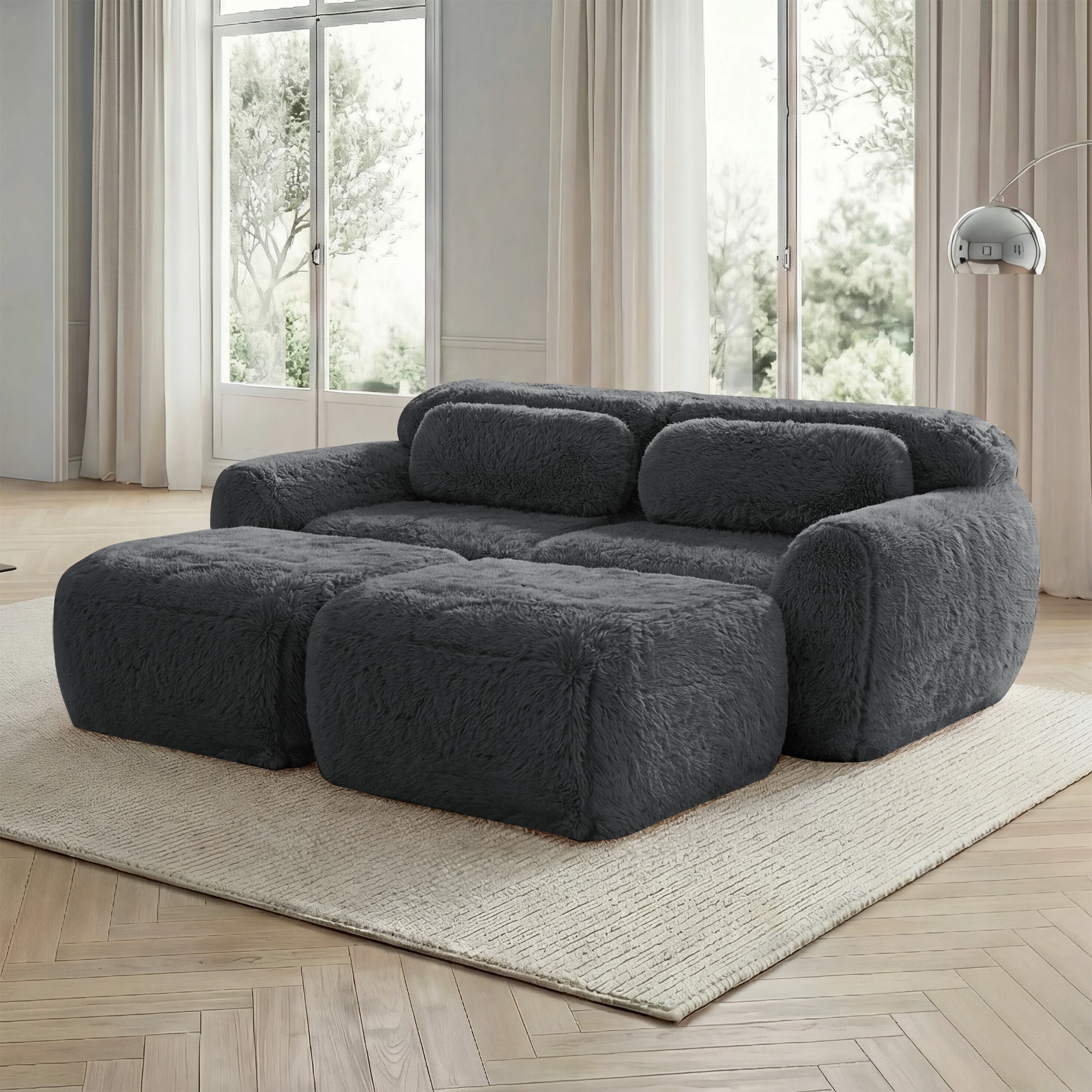 Boneless Cloud Sofas, Weicher Flauschplüsch-Stoff,