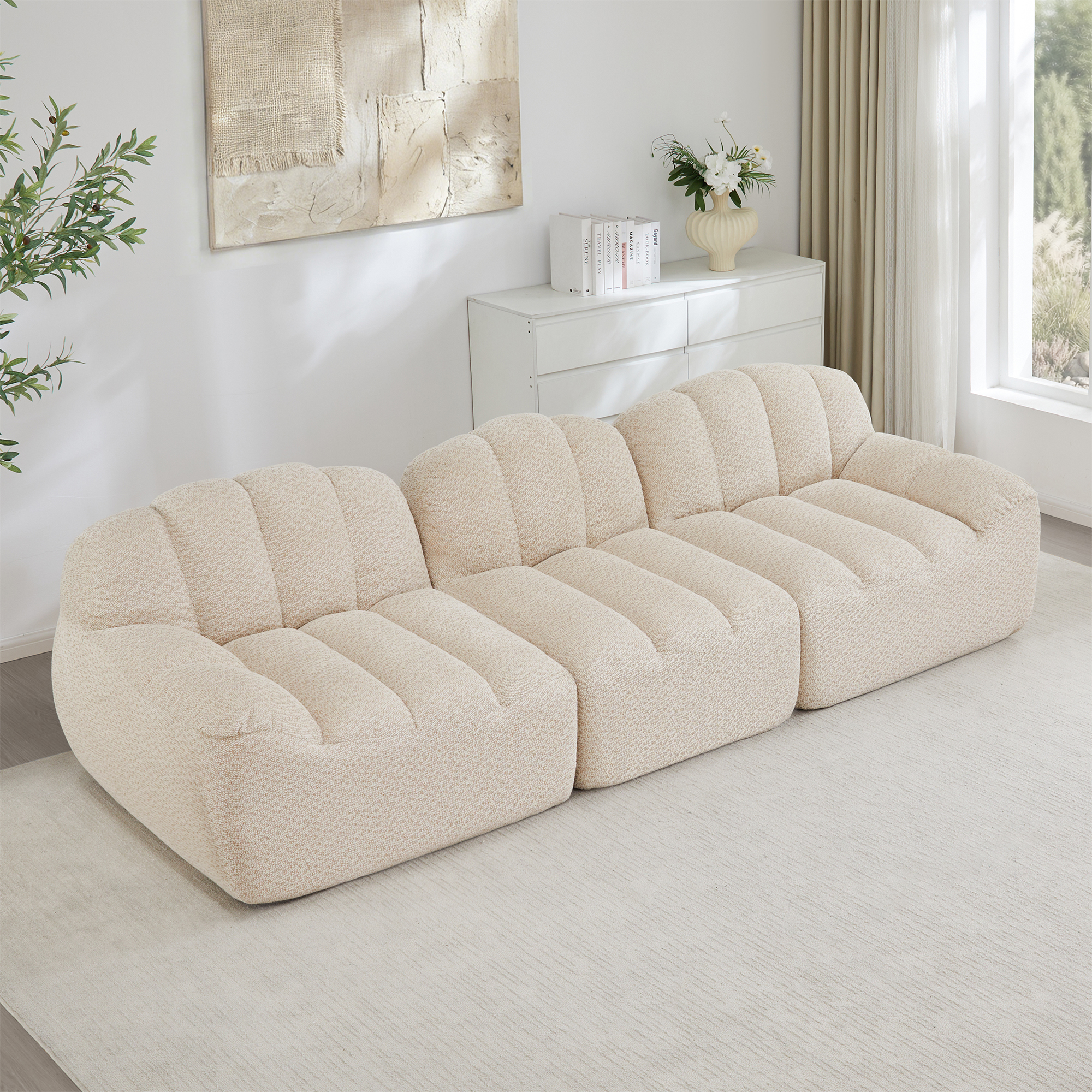3-Sitzer Modulares Sofa, Boneless Design aus 32D H
